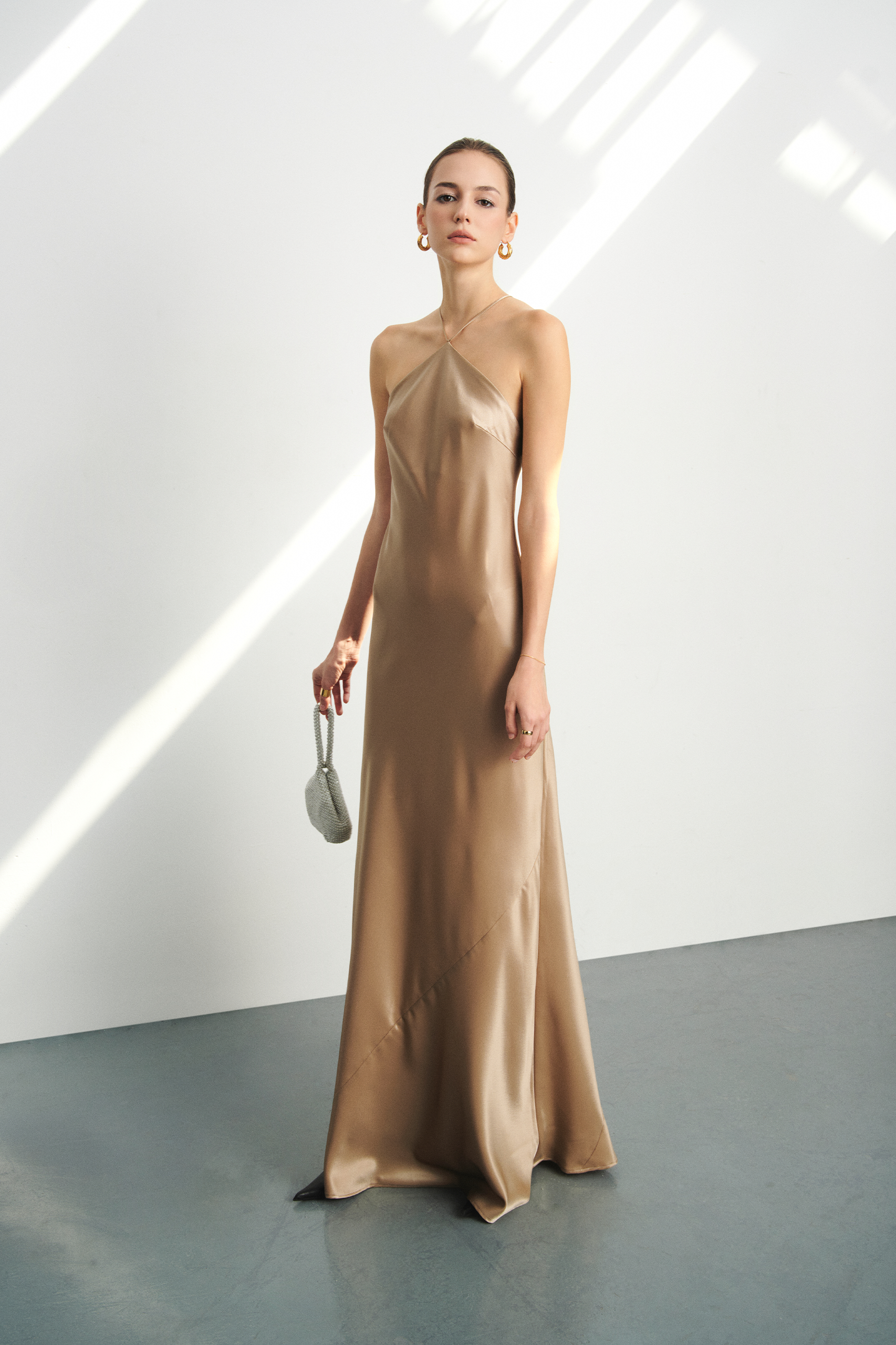 Sofia Halterneck Dress - LATTE