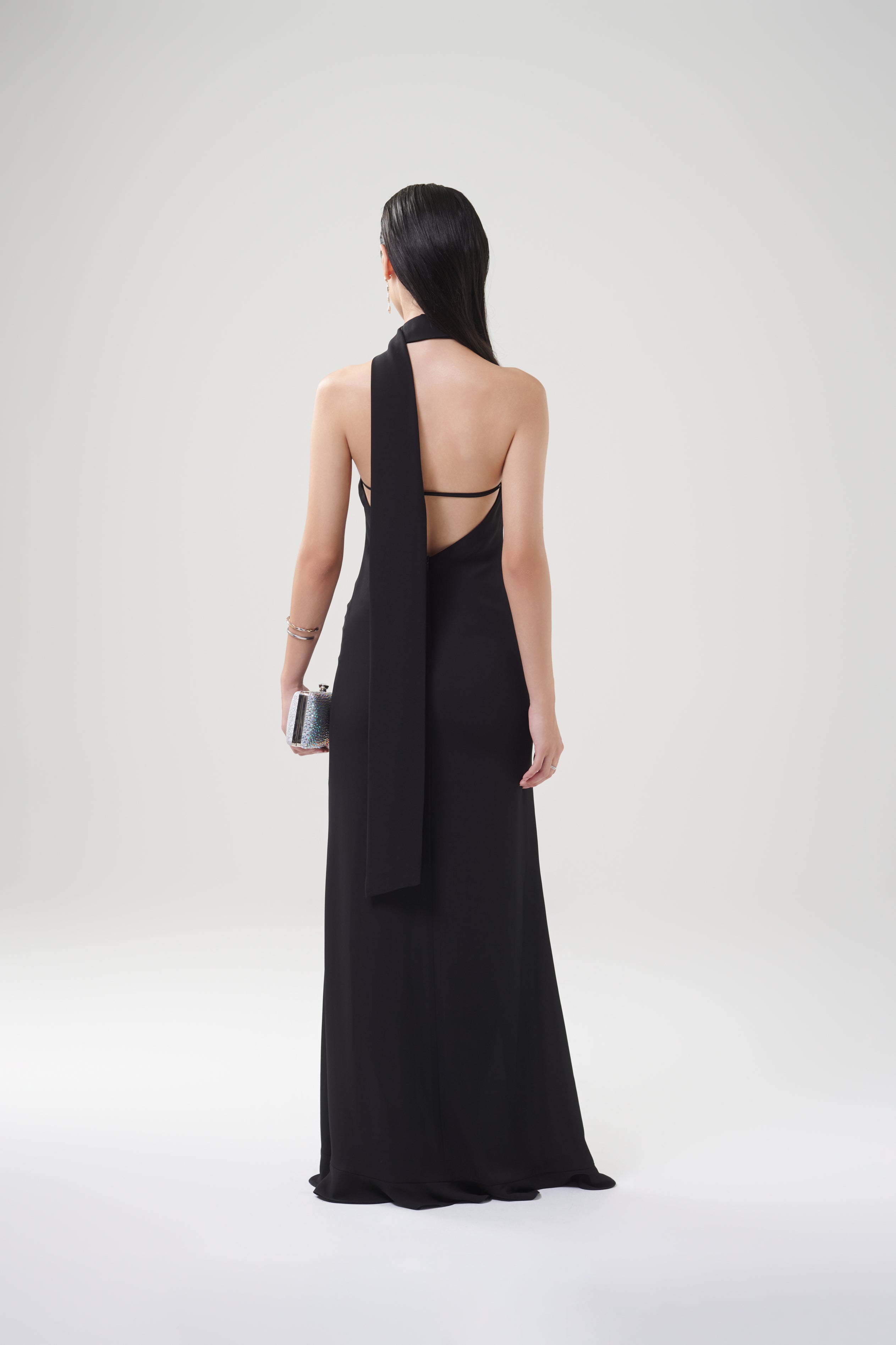 GLENNIE CHIFFON FLOWING DRESS - Black
