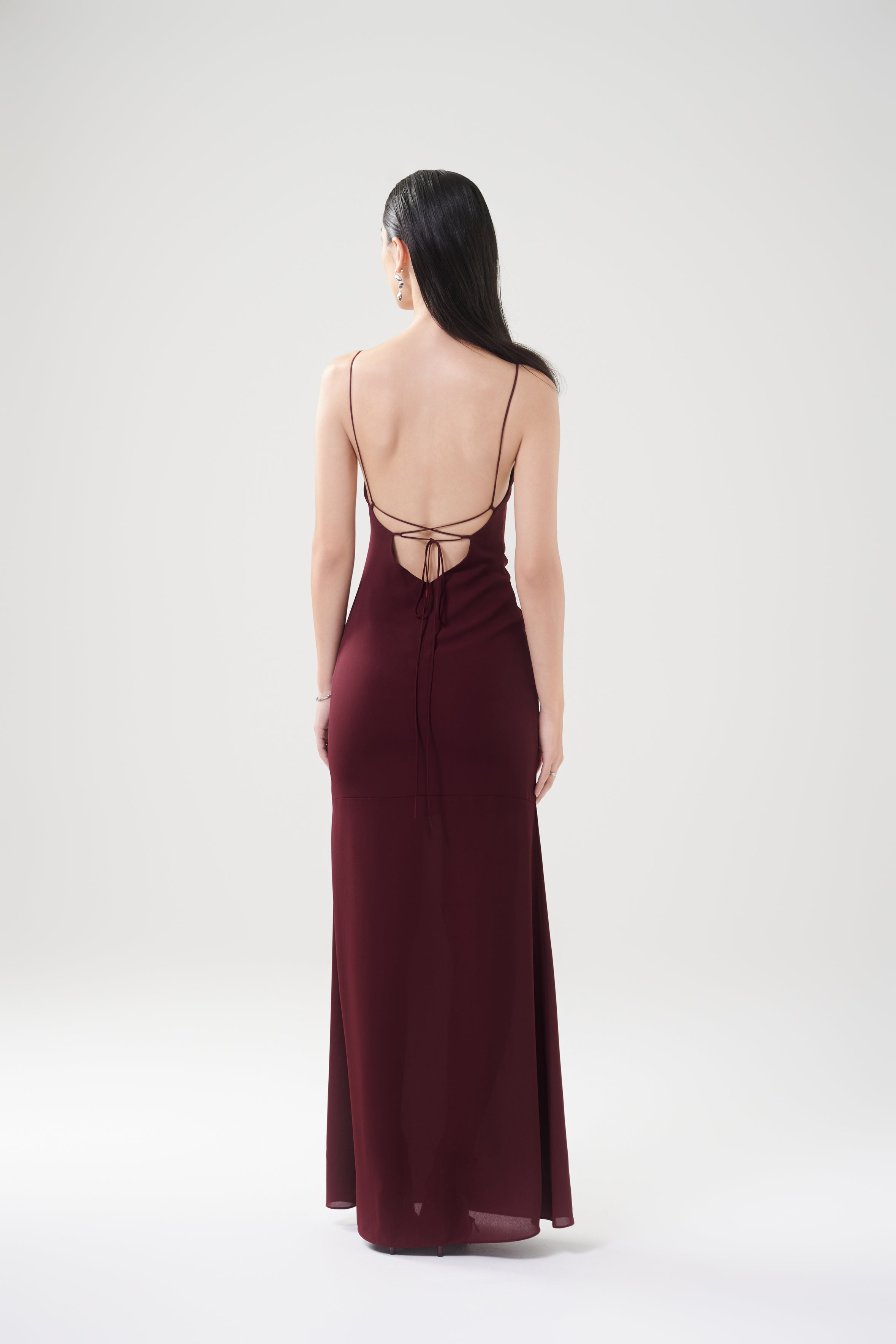 ASHLEY CHIFFON GOWN - Burgundy