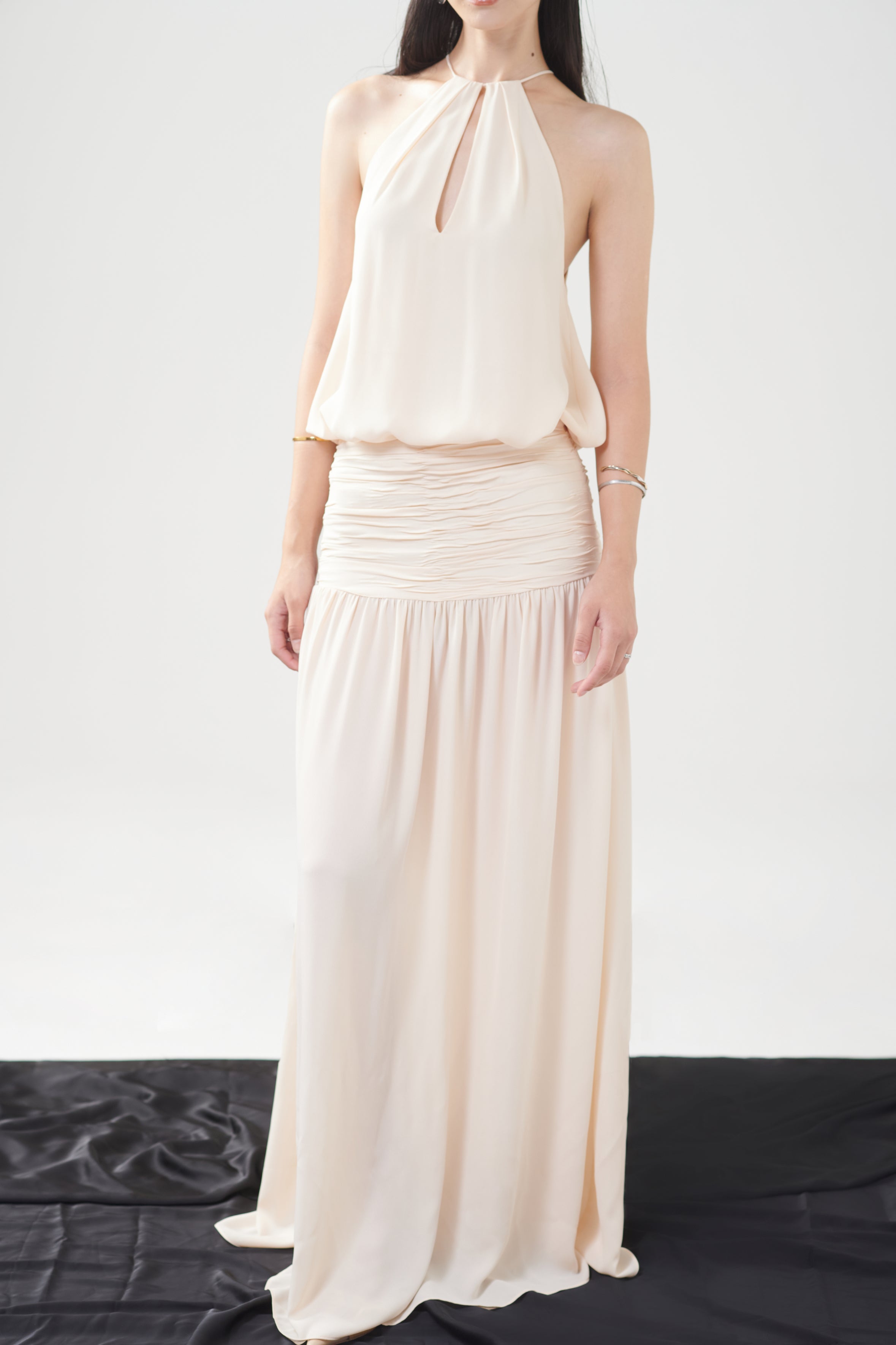 MATHILDA CHIFFON PLEATED GOWN - Chamomile