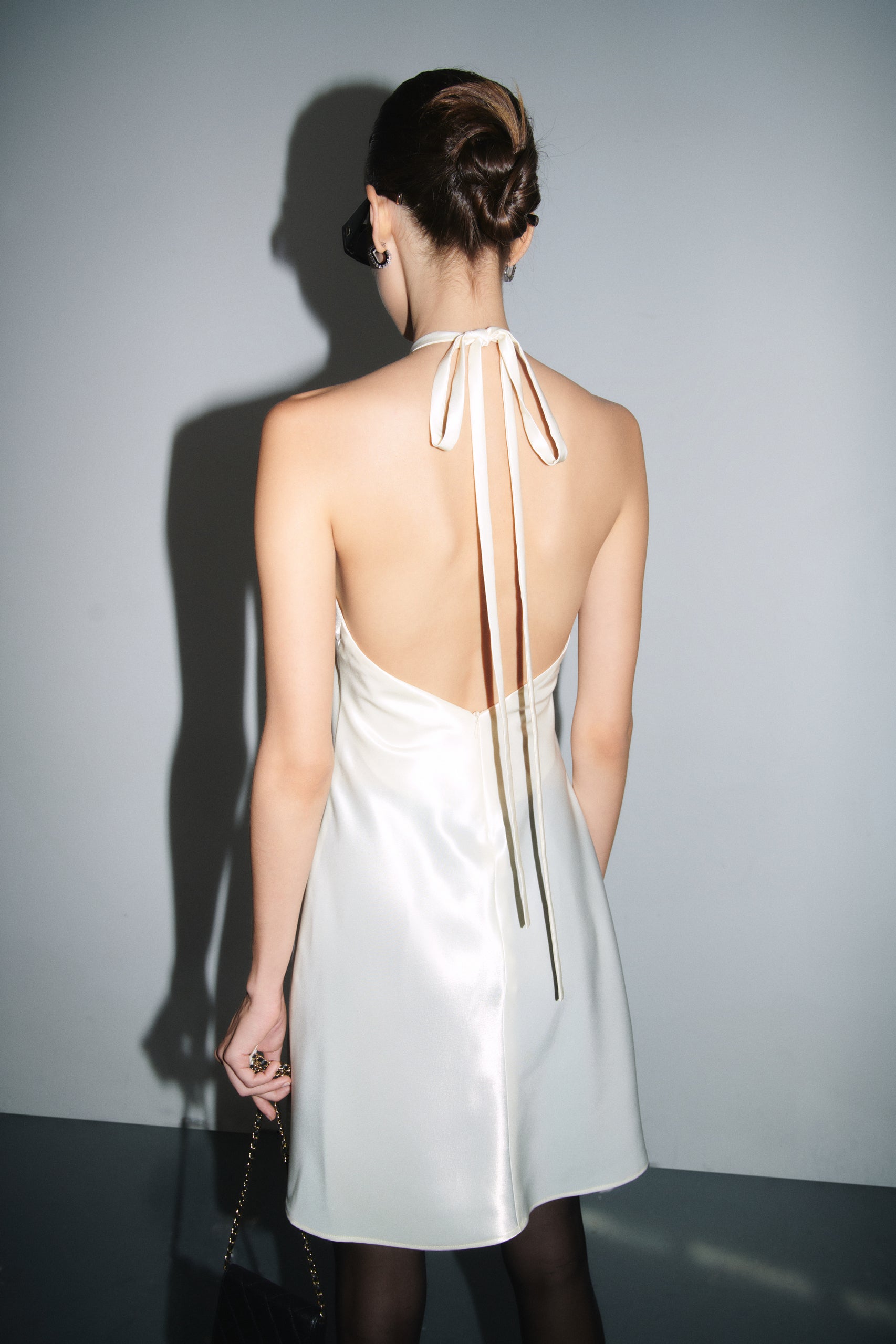 Jenny Halterneck Mini Dress - CREAM