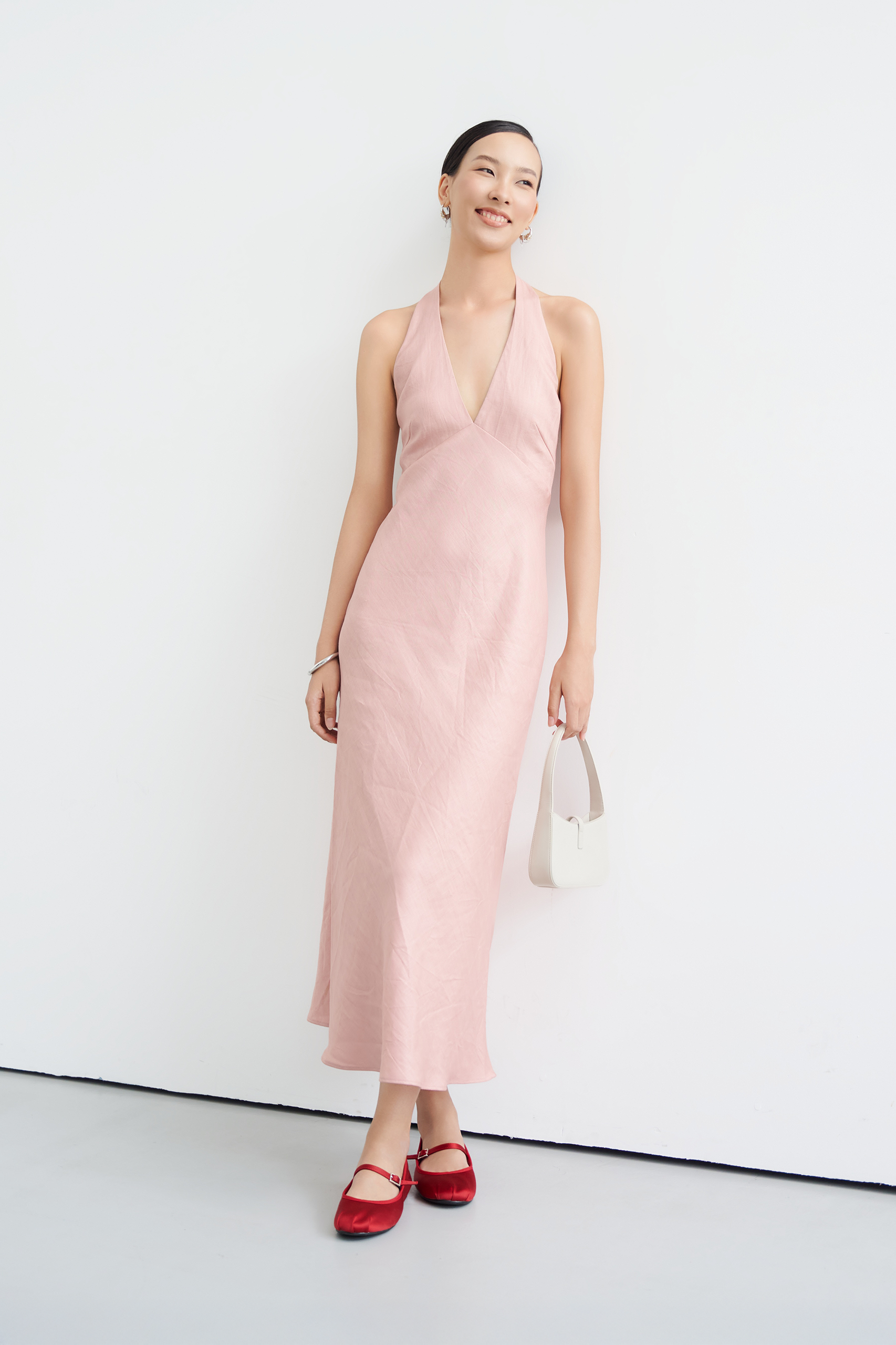 MALENA LINEN DRESS - Cotton Pink