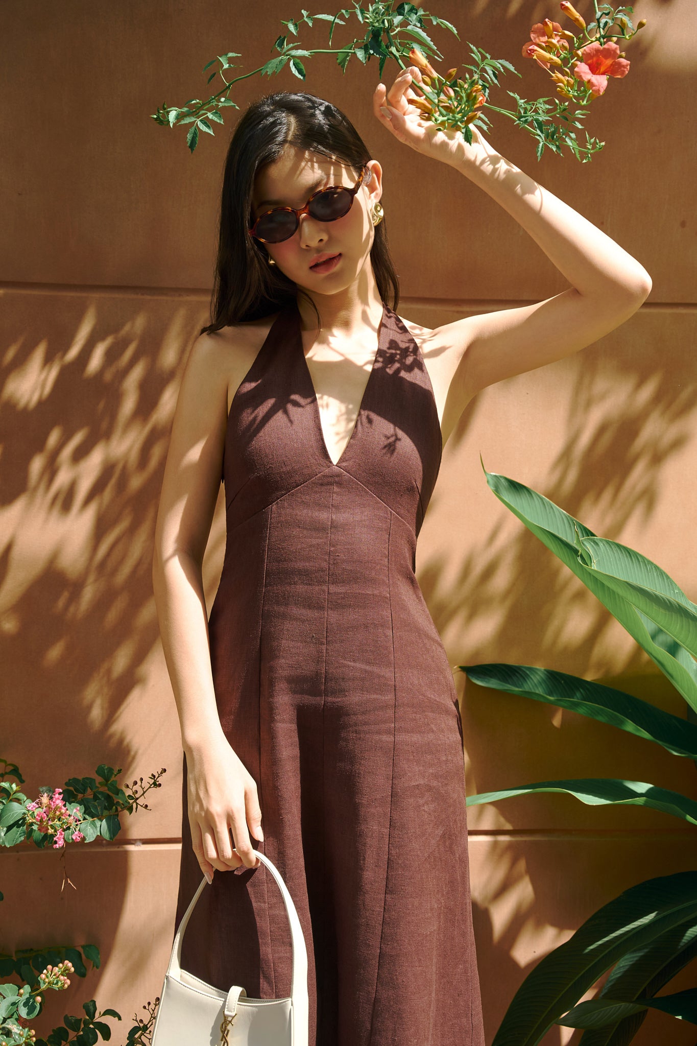 MADELYN LINEN DRESS - CHOCOLATE