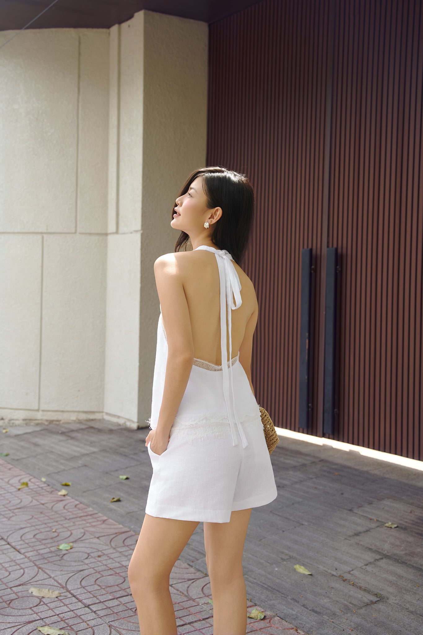 AMALFI LACE LINEN SHORTS - WHITE