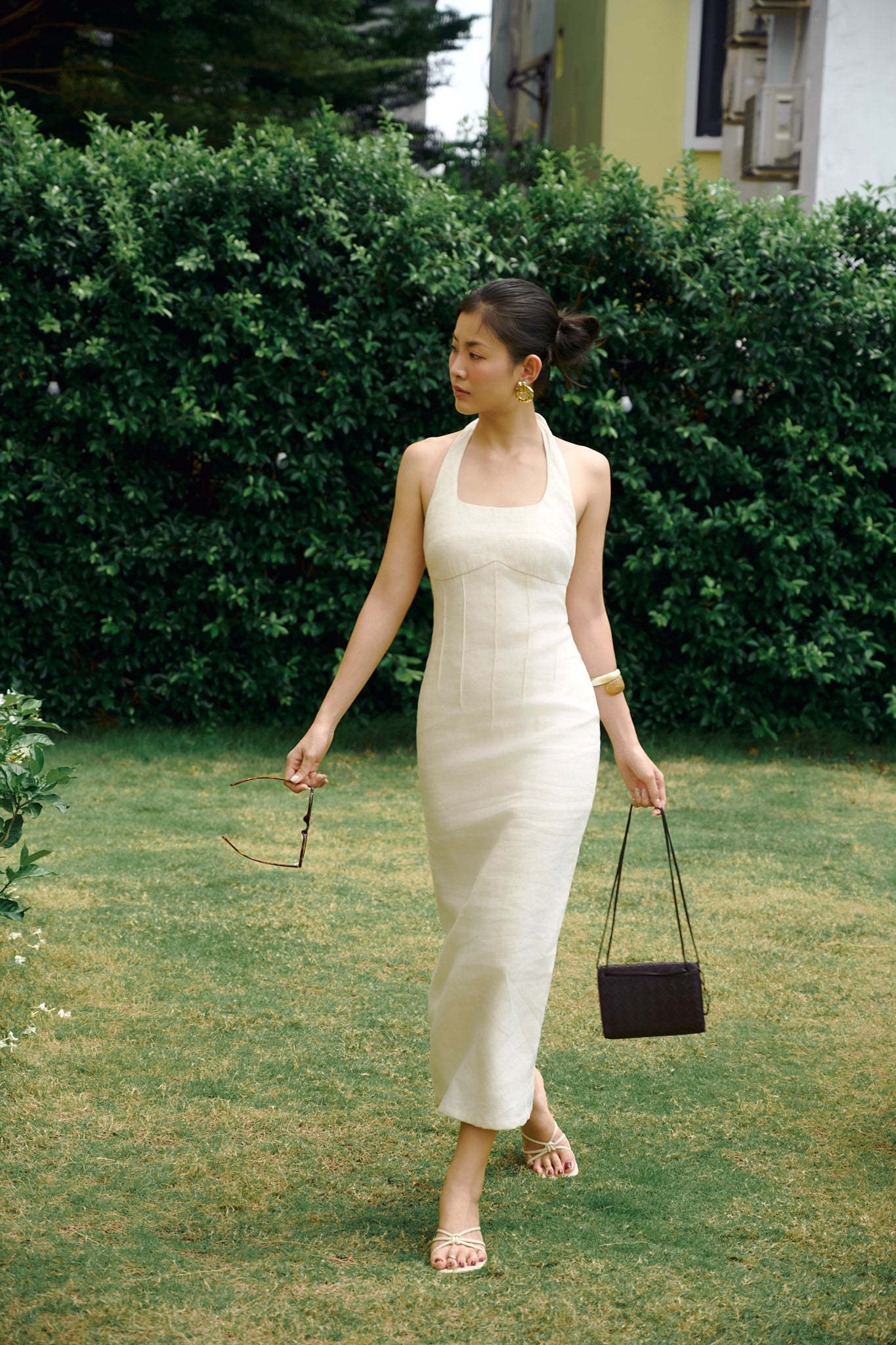 EMMA LINEN DRESS - VANILLA