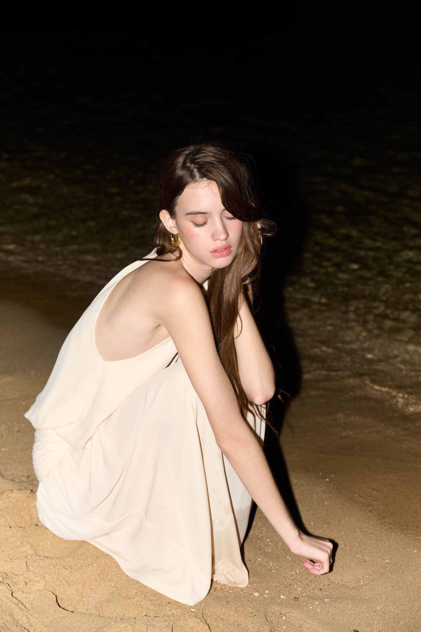 MATHILDA CHIFFON PLEATED GOWN - CHAMOMILE