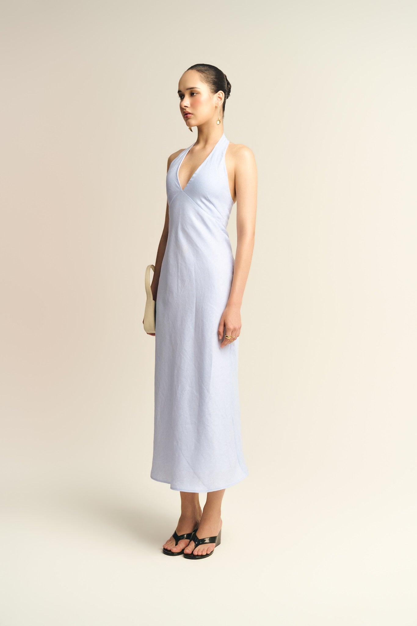 MALENA LINEN DRESS - BABY BLUE