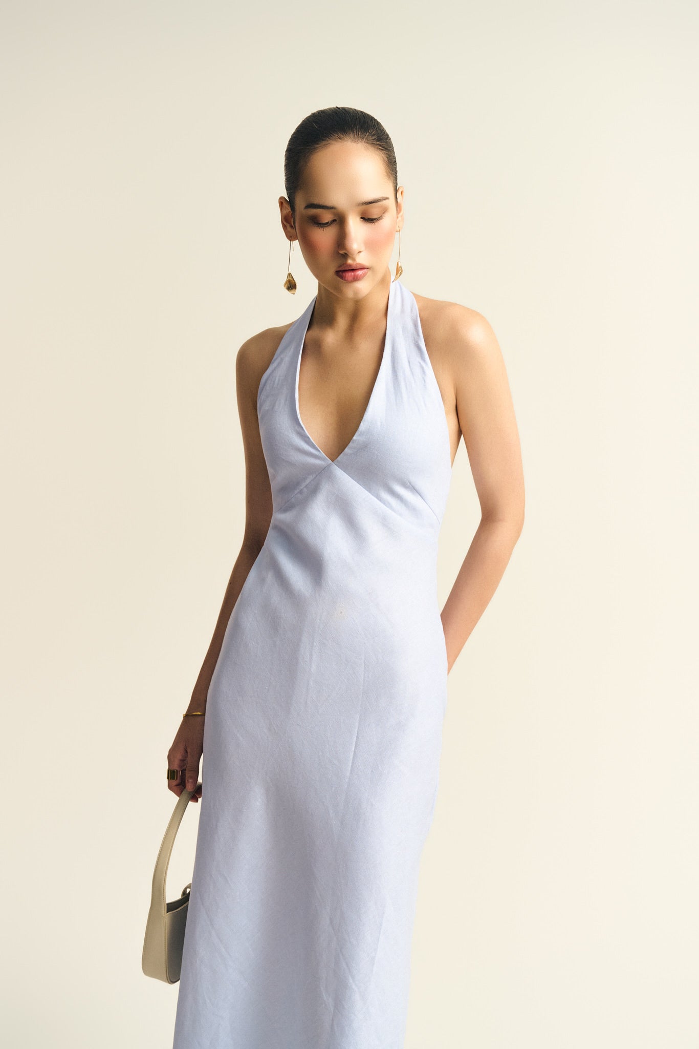 MALENA LINEN DRESS - BABY BLUE