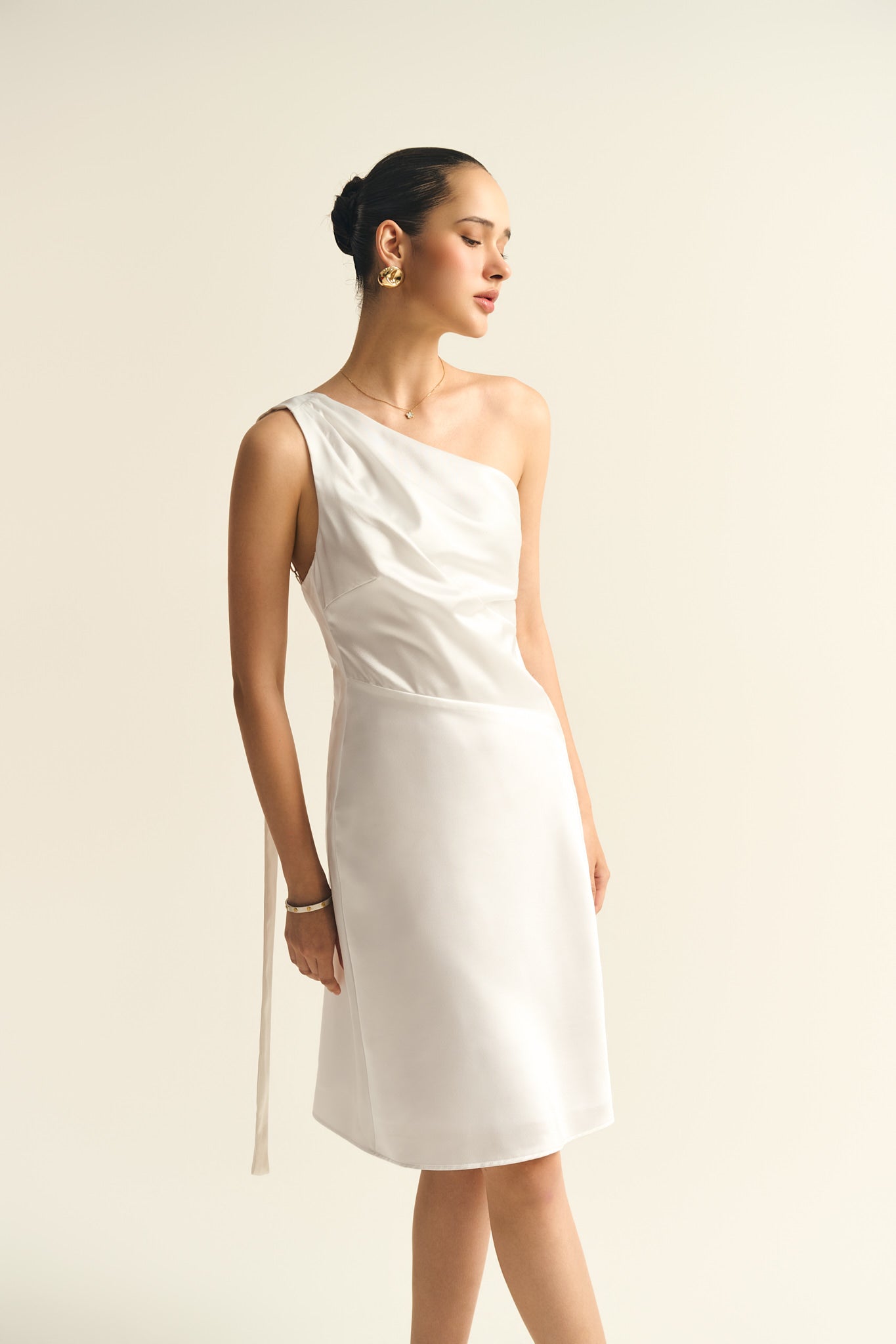 SYLVIA SATIN MINI DRESS - WHITE