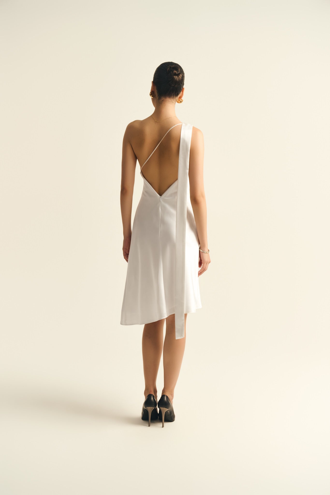 SYLVIA SATIN MINI DRESS - WHITE