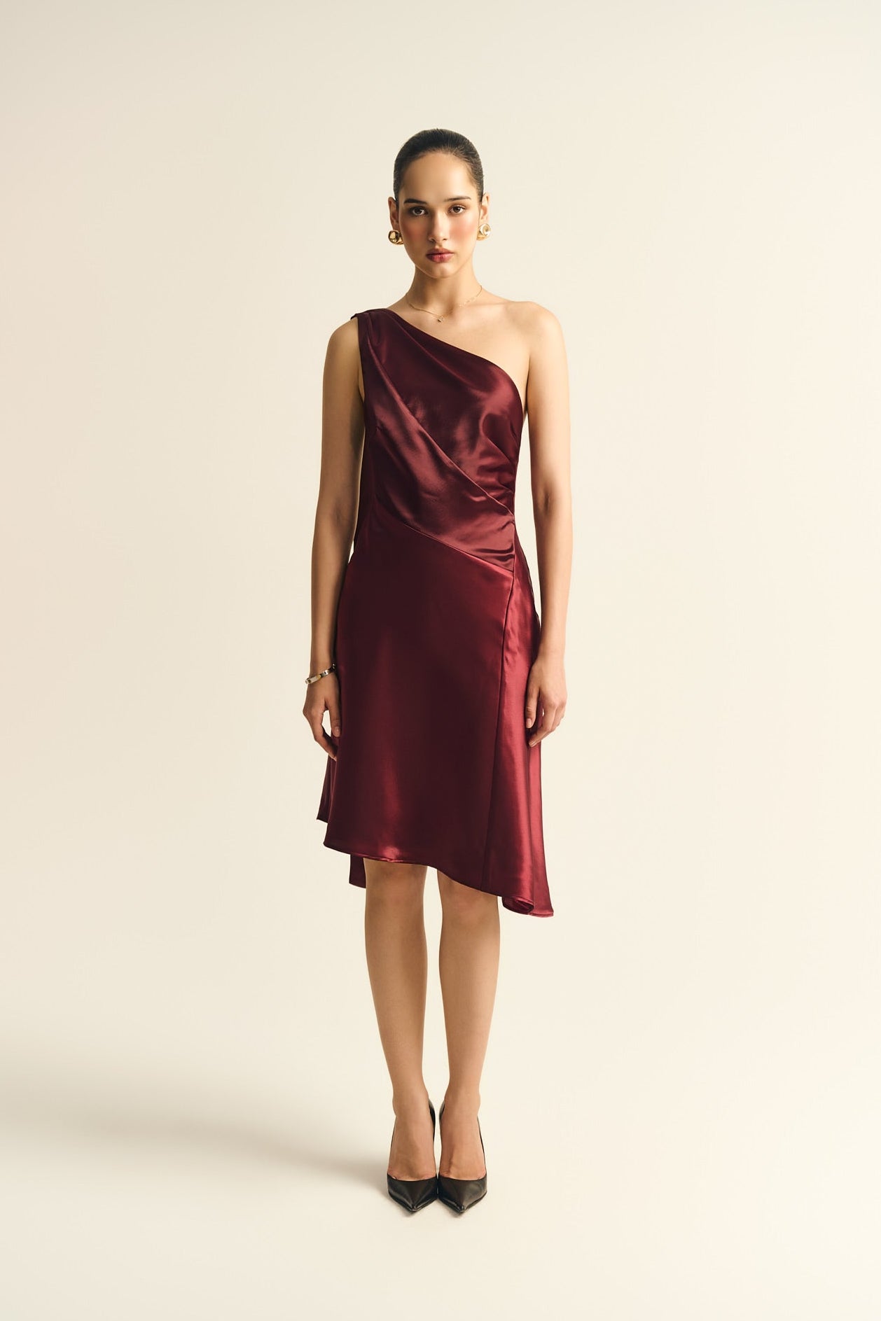 SYLVIA SATIN MINI DRESS - RED RUBY