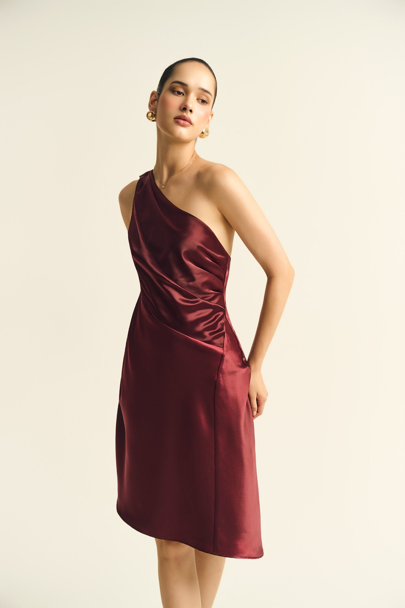 SYLVIA SATIN MINI DRESS - RED RUBY