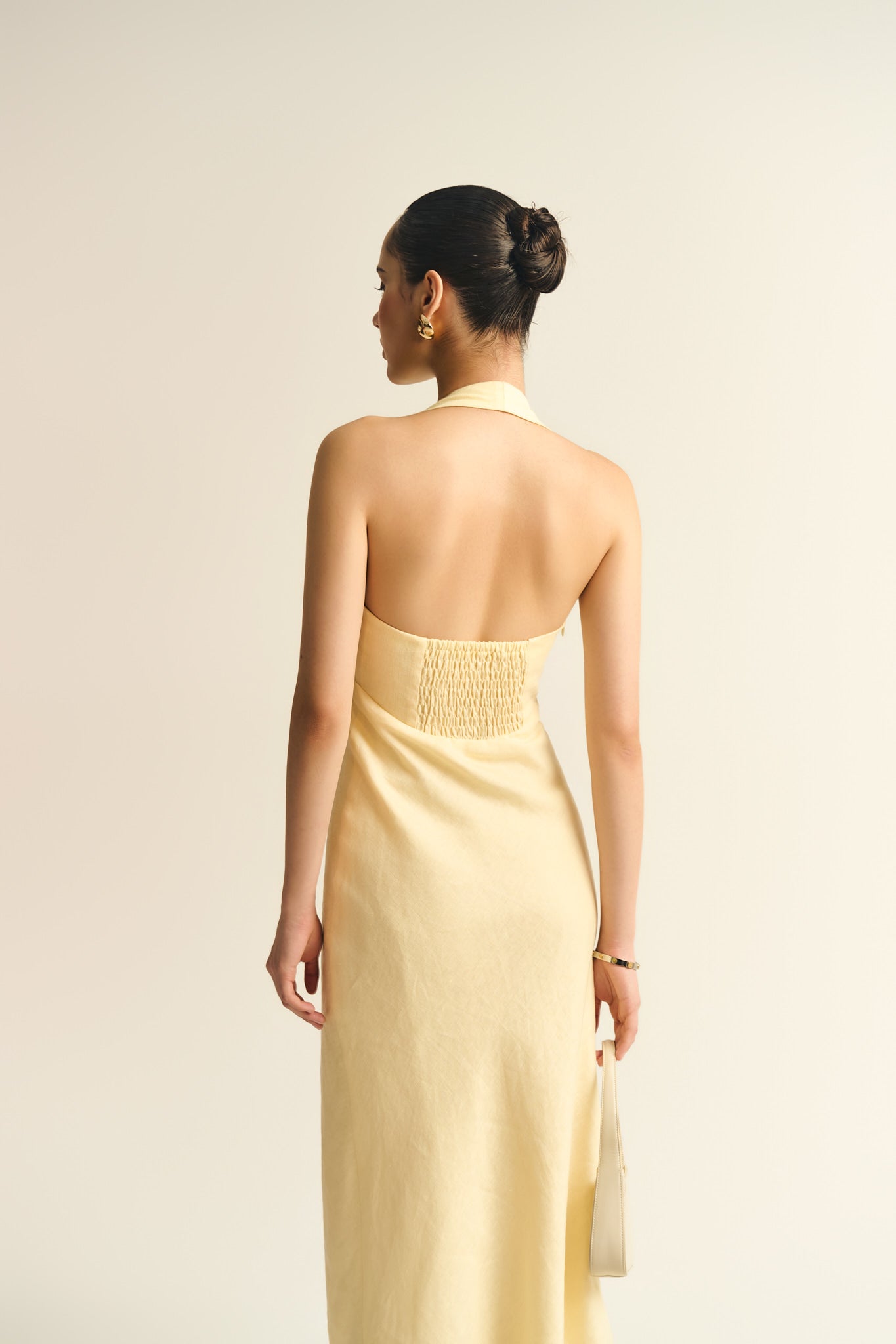 MALENA LACE LINEN DRESS - BUTTER YELLOW