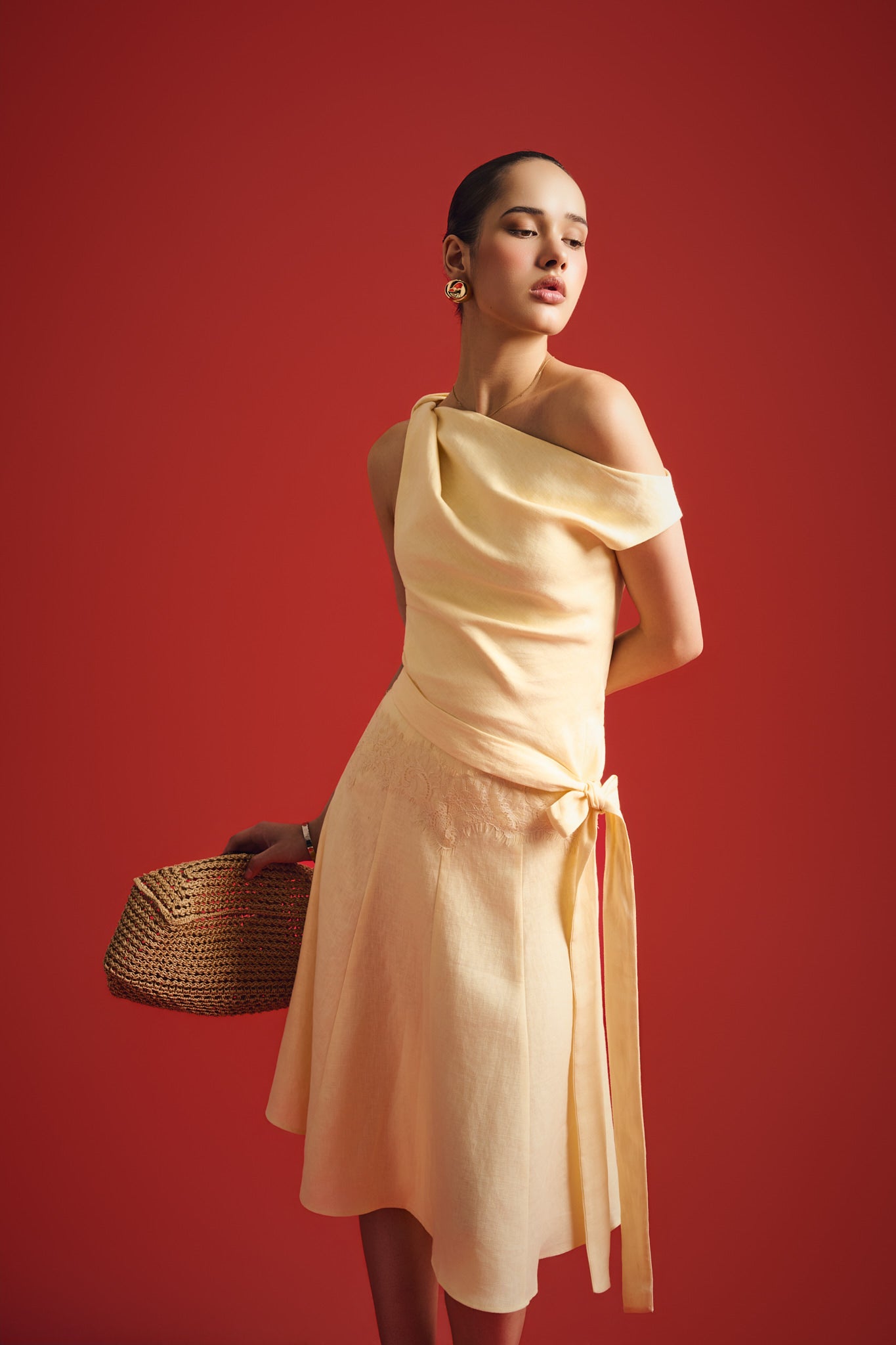 KNOT VIVIAN LINEN TOP - BUTTER YELLOW