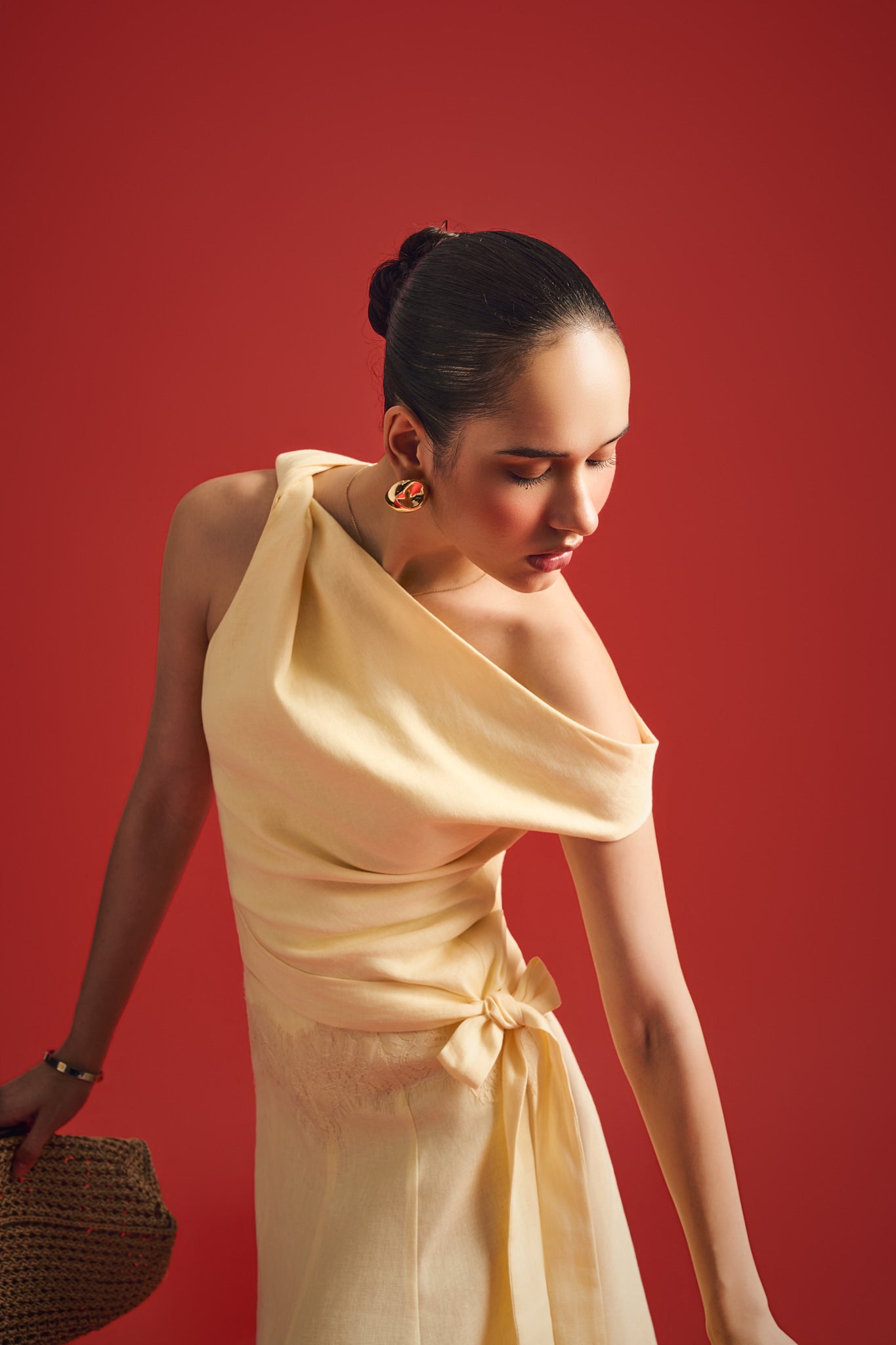 KNOT VIVIAN LINEN TOP - BUTTER YELLOW