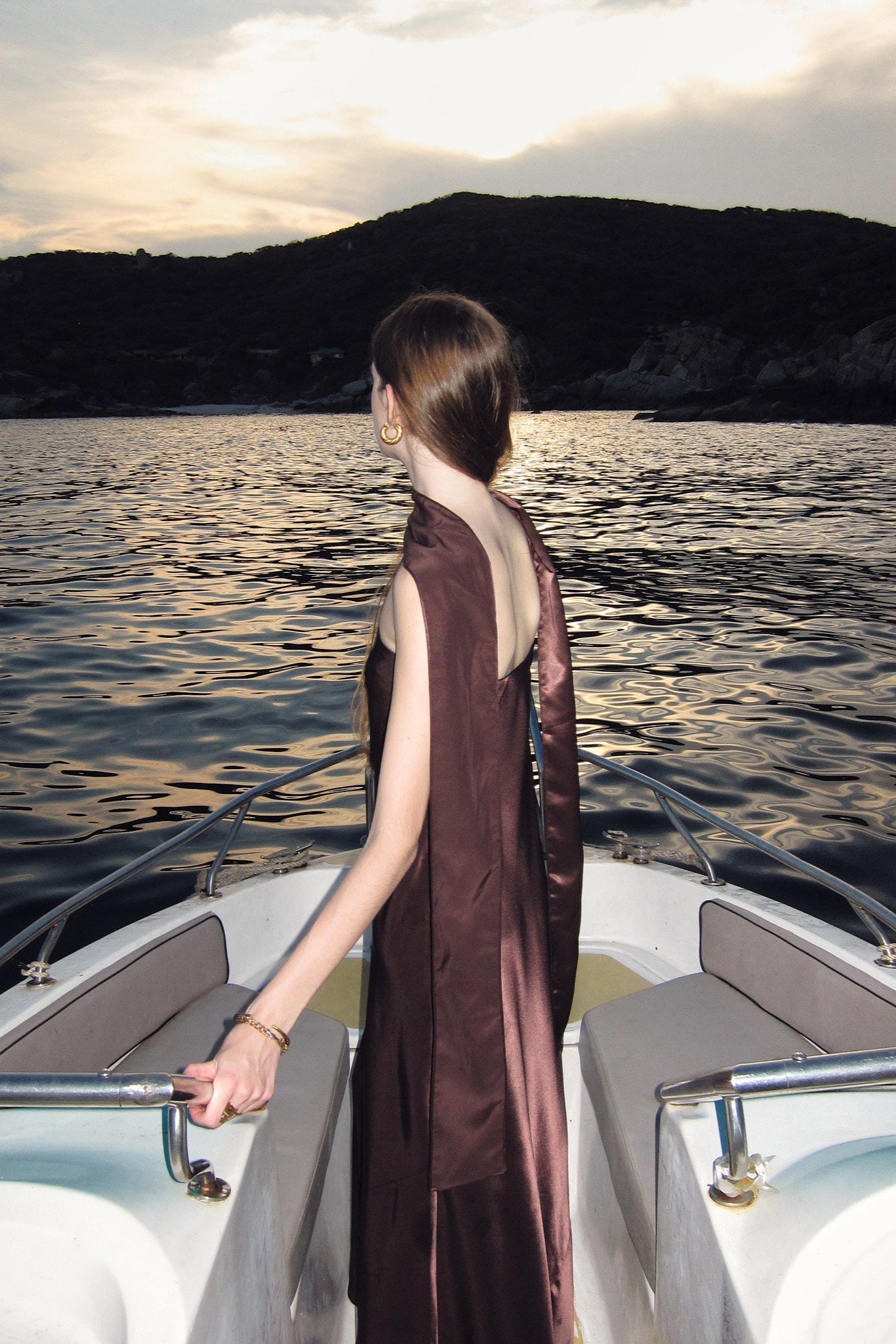 NAOMI STRAPLESS GOWN - CHOCOLATE