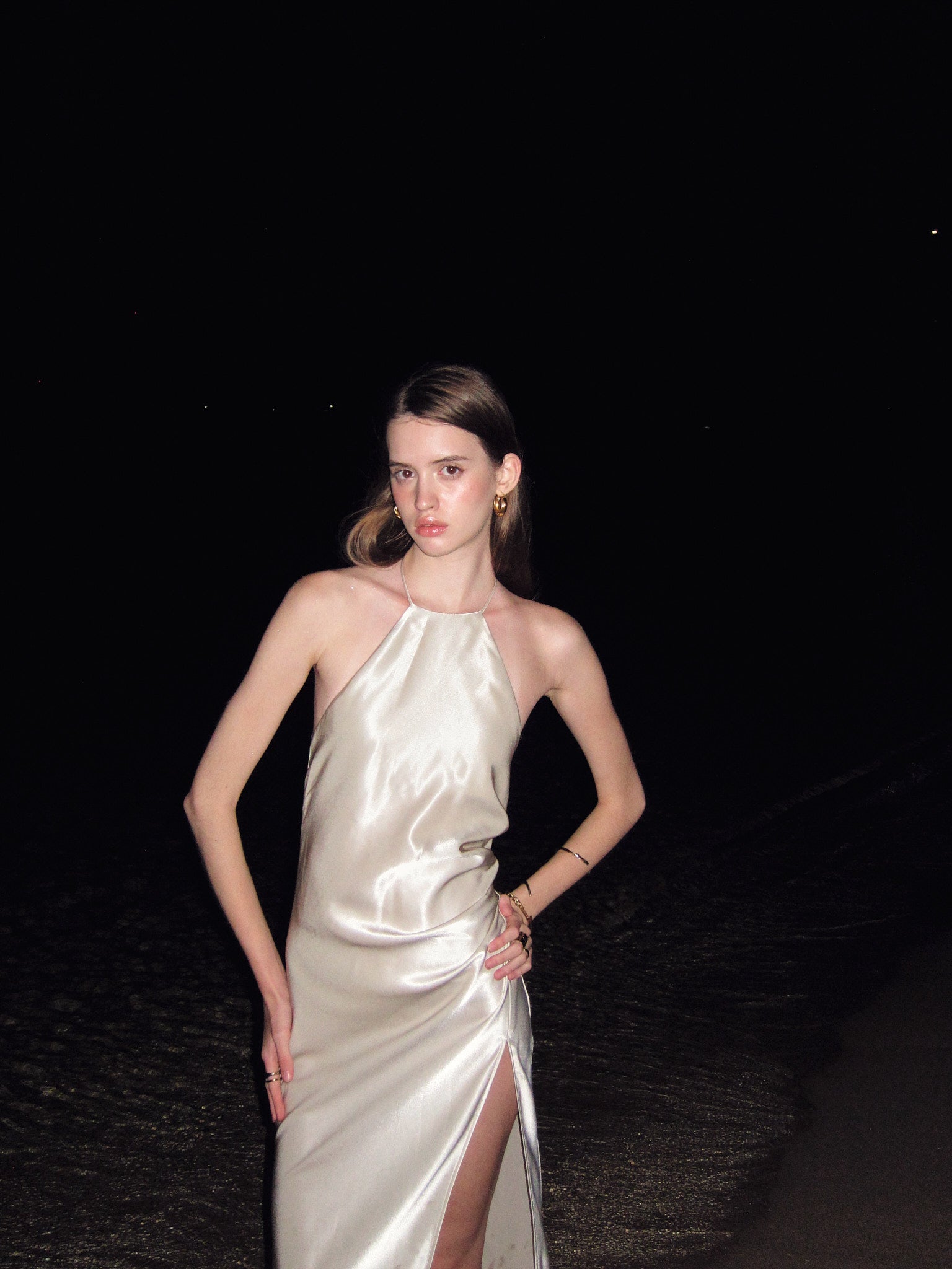 SCARLETT HALTERNECK GOWN - BEIGE
