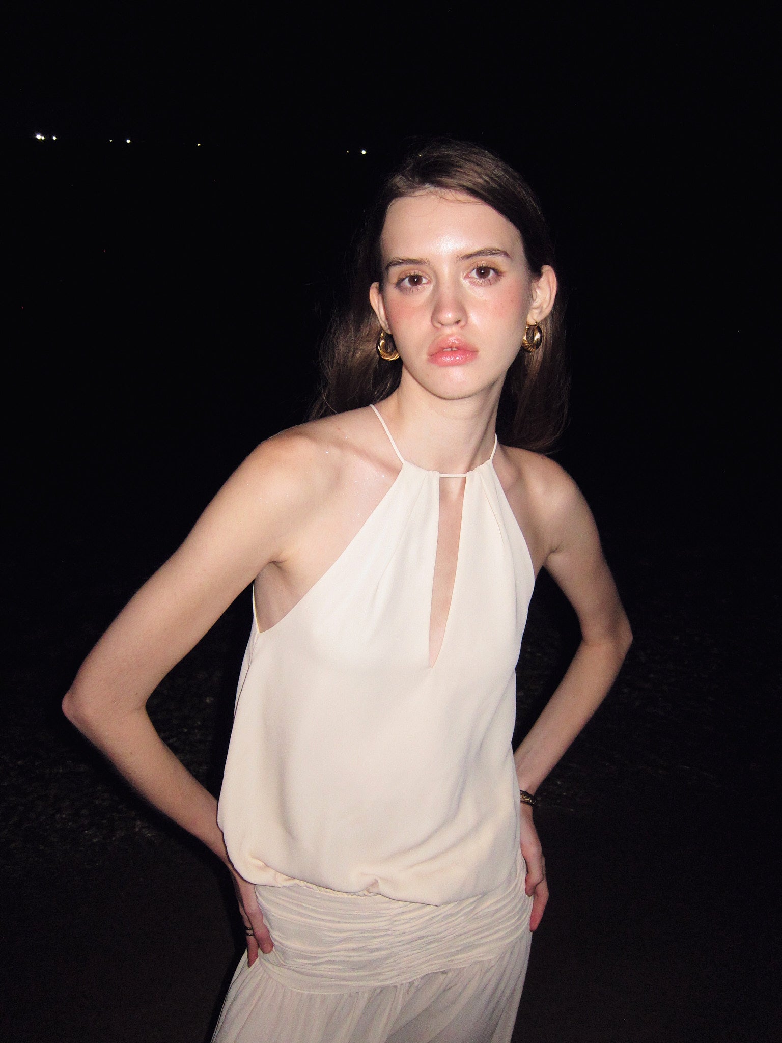 MATHILDA CHIFFON PLEATED GOWN - CHAMOMILE
