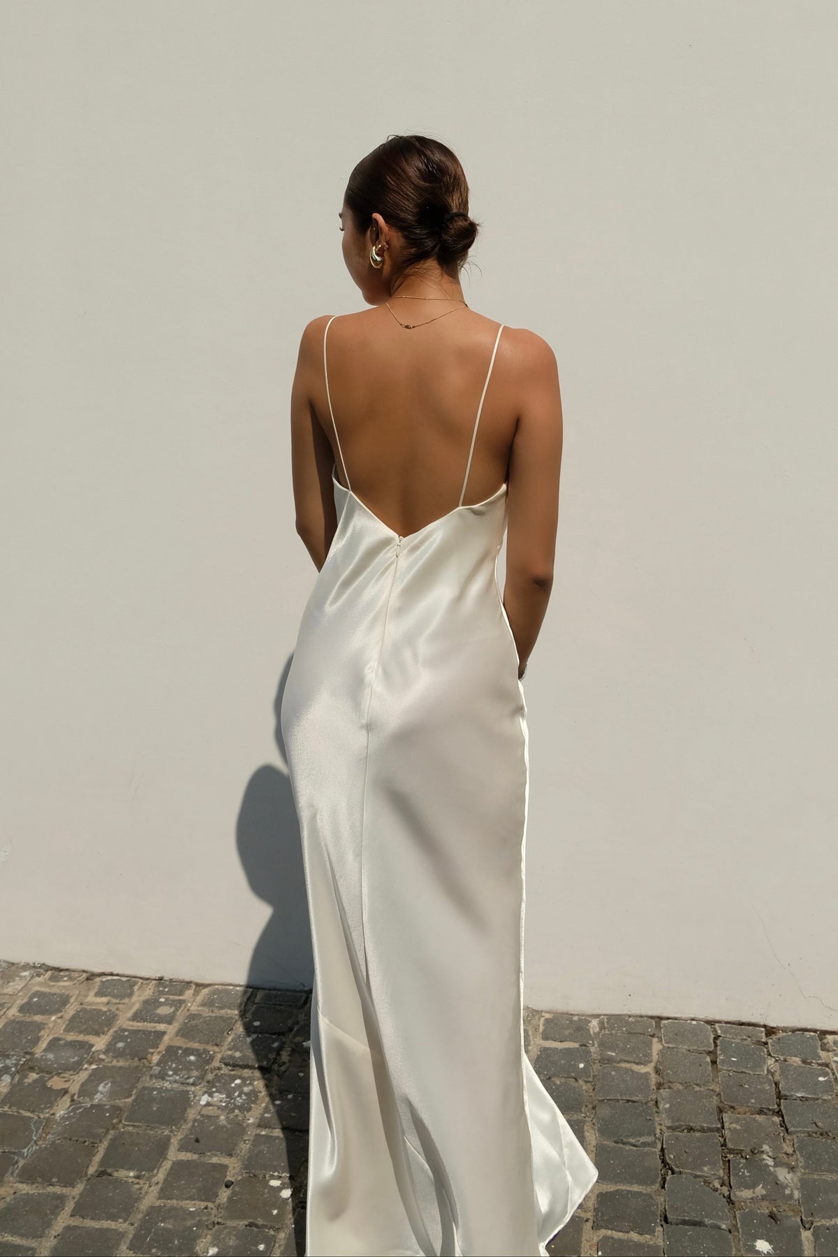 MAGGIE STRAP V-NECK DRESS - CREAM