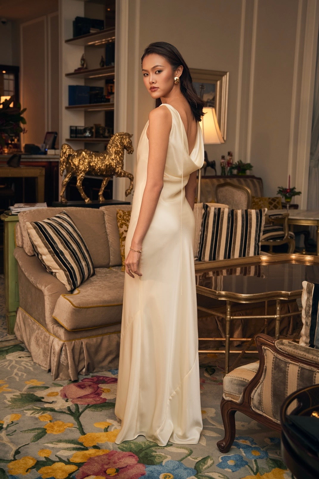 MY LADY SATIN GOWN - CREAM