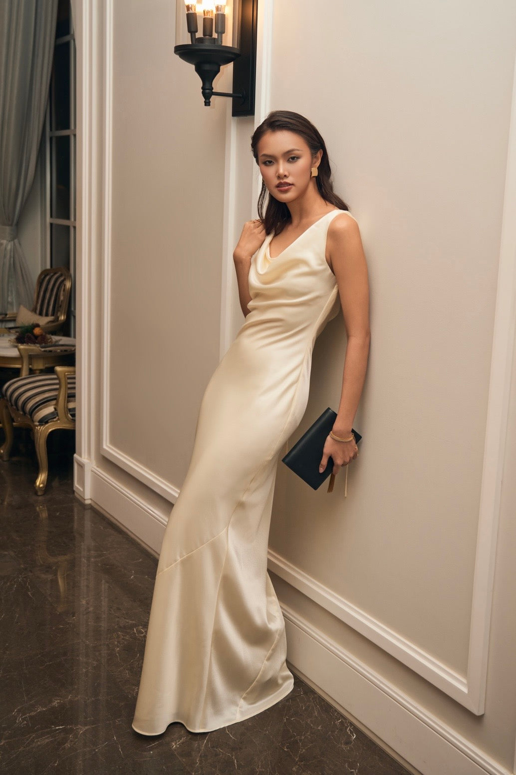 MY LADY SATIN GOWN - CREAM