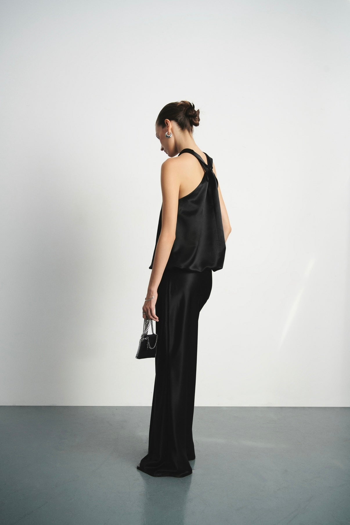 MAXI SATIN SKIRT - BLACK