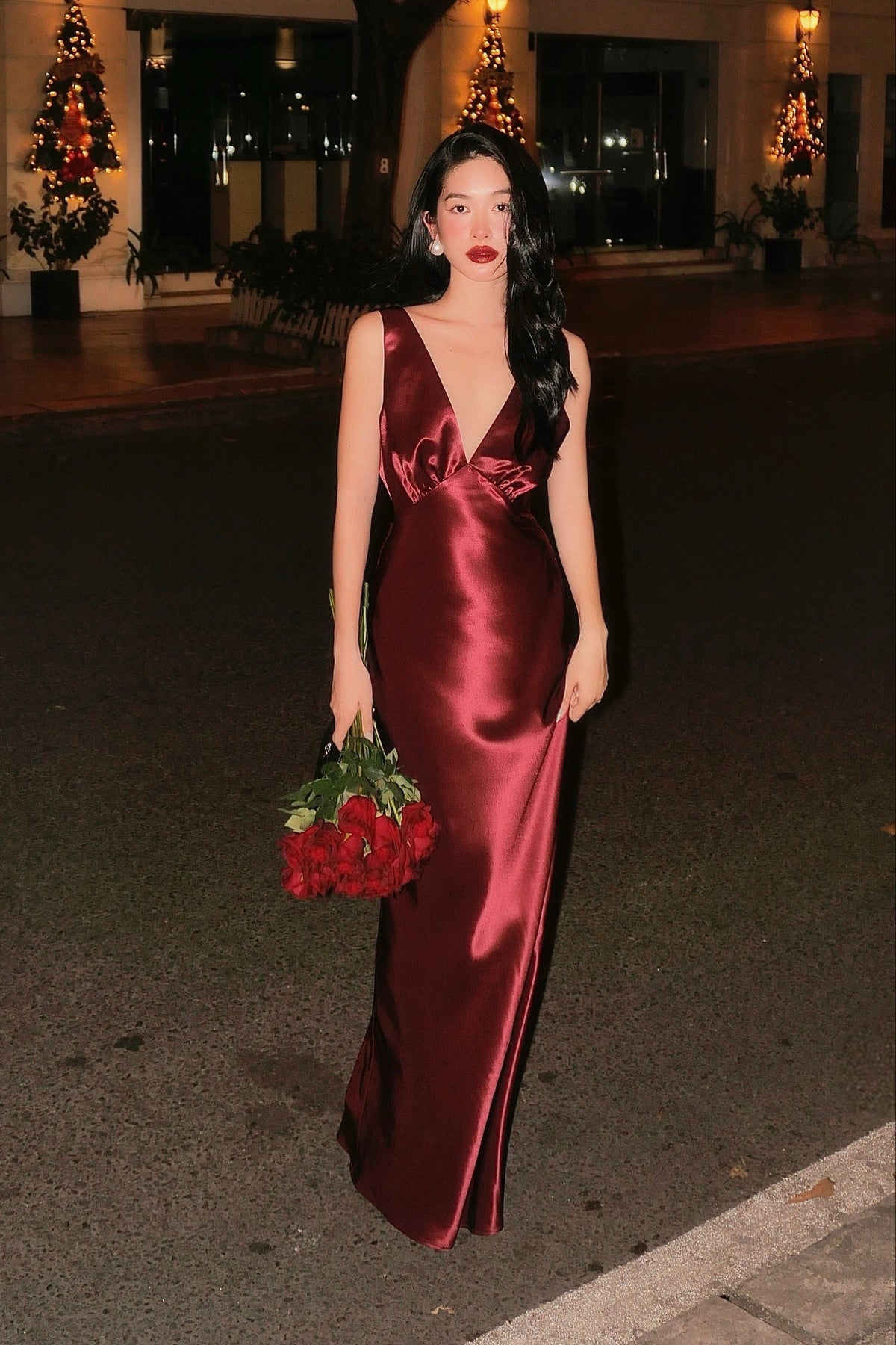 MAISIE SATIN GOWN - RED RUBY