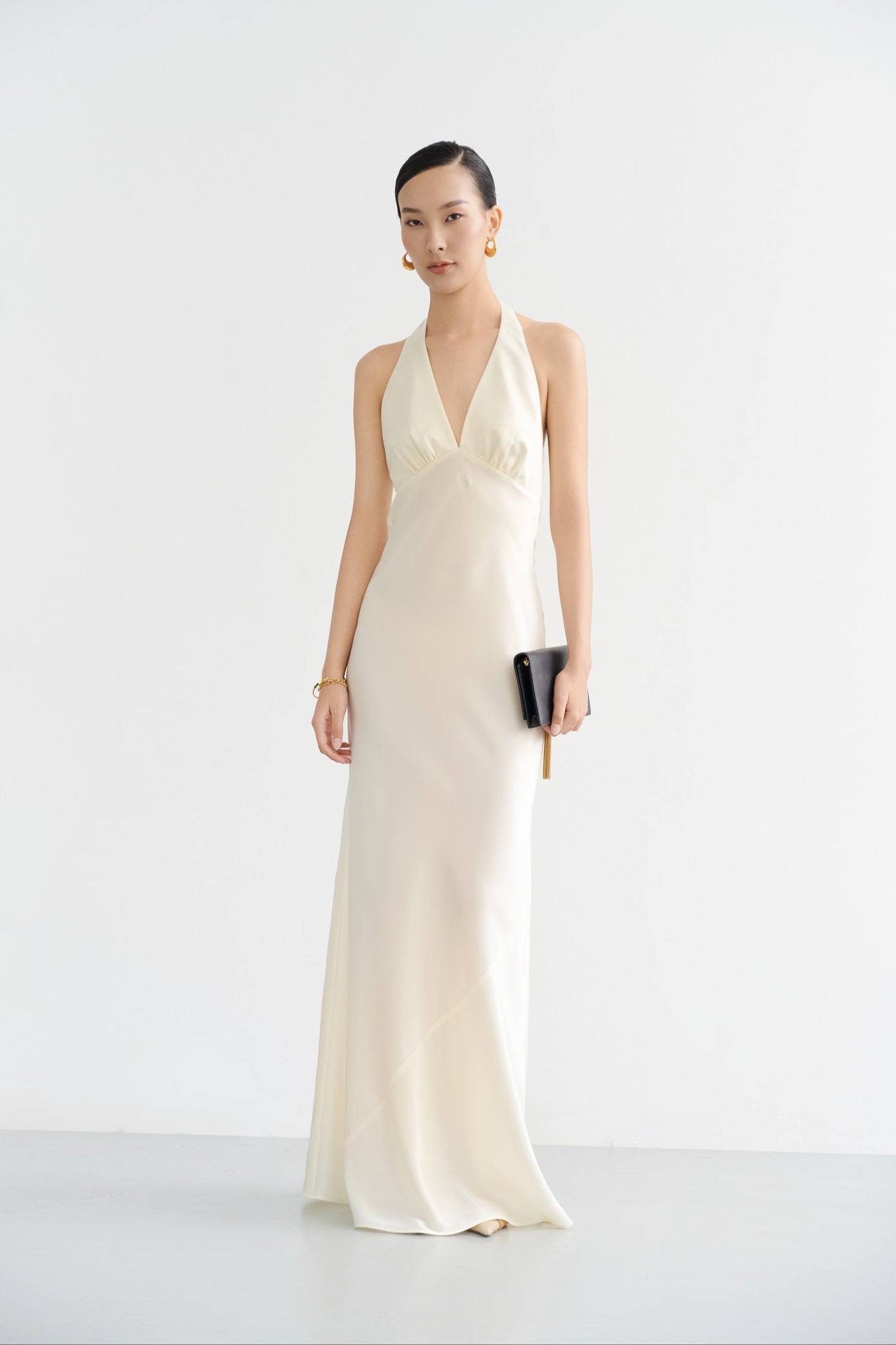 MADELYN V-NECK DRESS - CREAM
