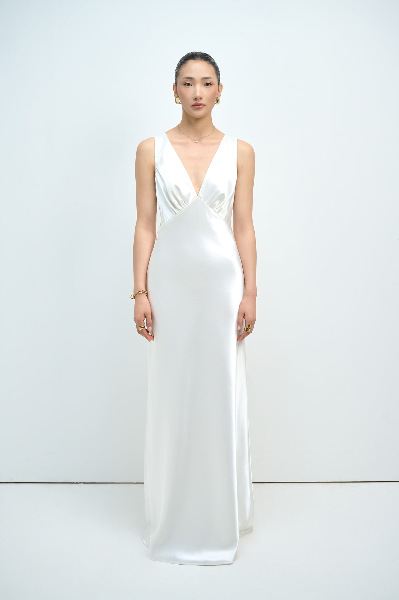 MAISIE SATIN GOWN - WHITE