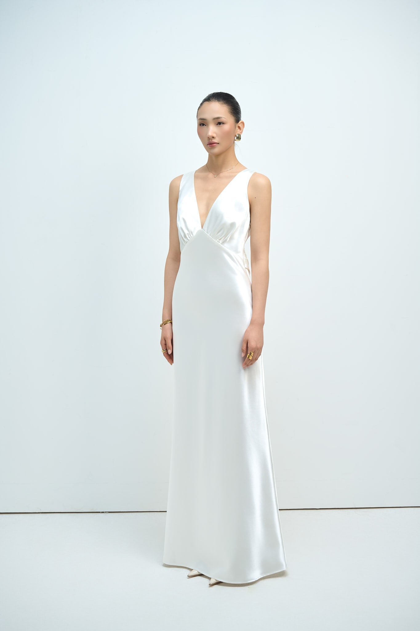 MAISIE SATIN GOWN - WHITE