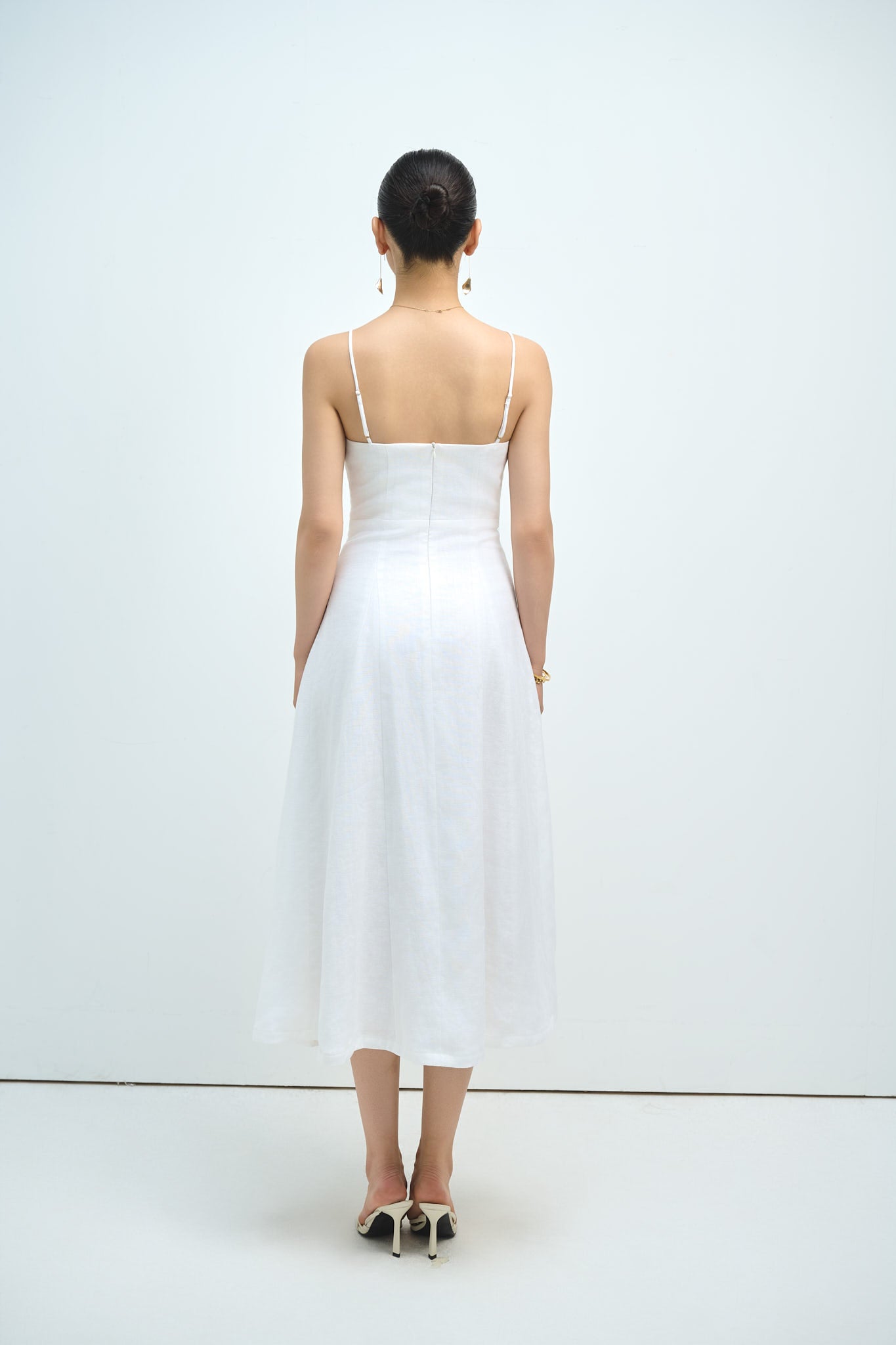 EMMA LINEN MIDI DRESS - WHITE