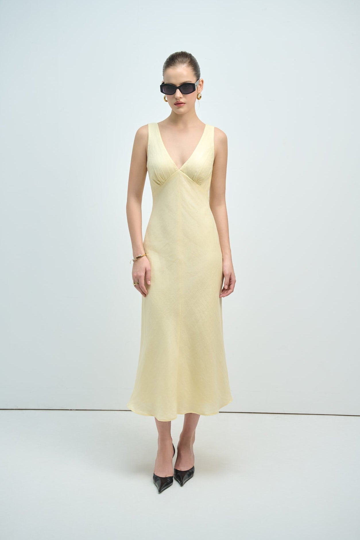 MAISIE LINEN MIDI DRESS - DAFFODIL