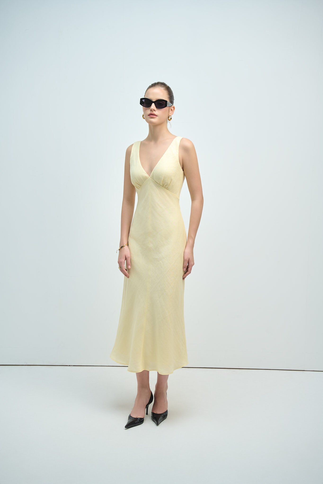 MAISIE LINEN MIDI DRESS - DAFFODIL