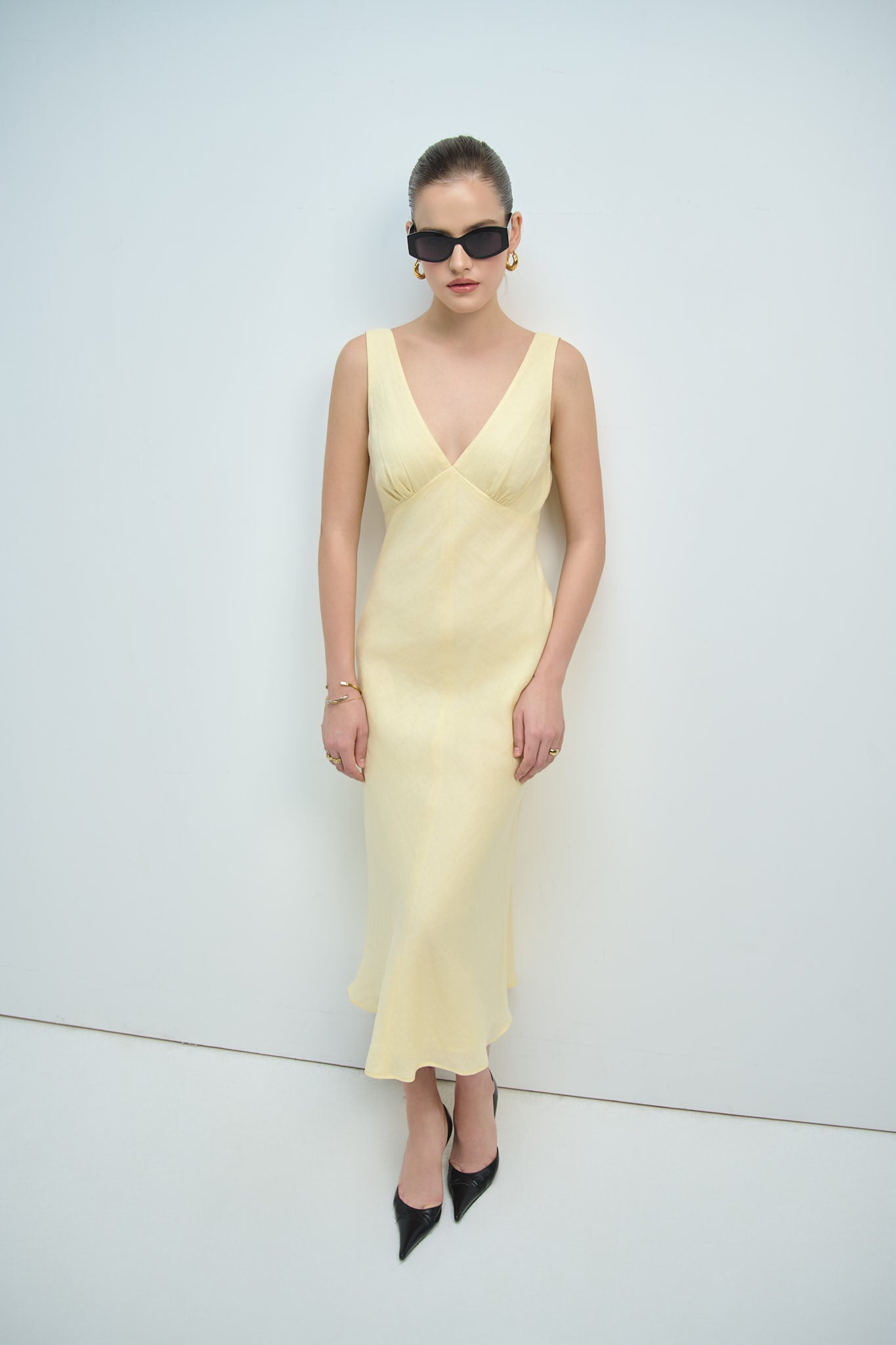 MAISIE LINEN MIDI DRESS - DAFFODIL