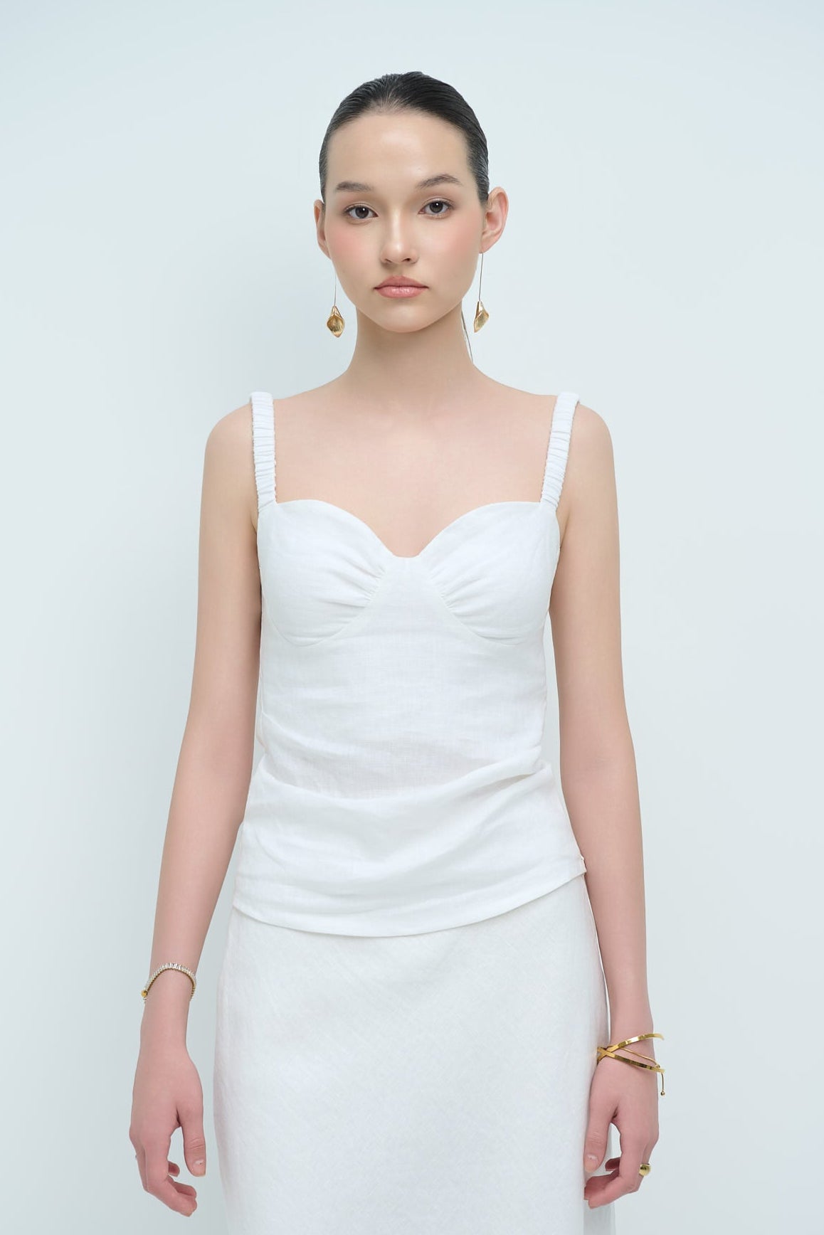 MAYA LINEN TOP - WHITE