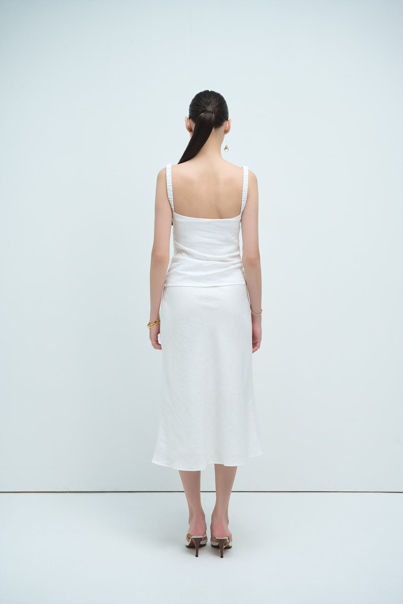 MIDI LINEN SKIRT - WHITE