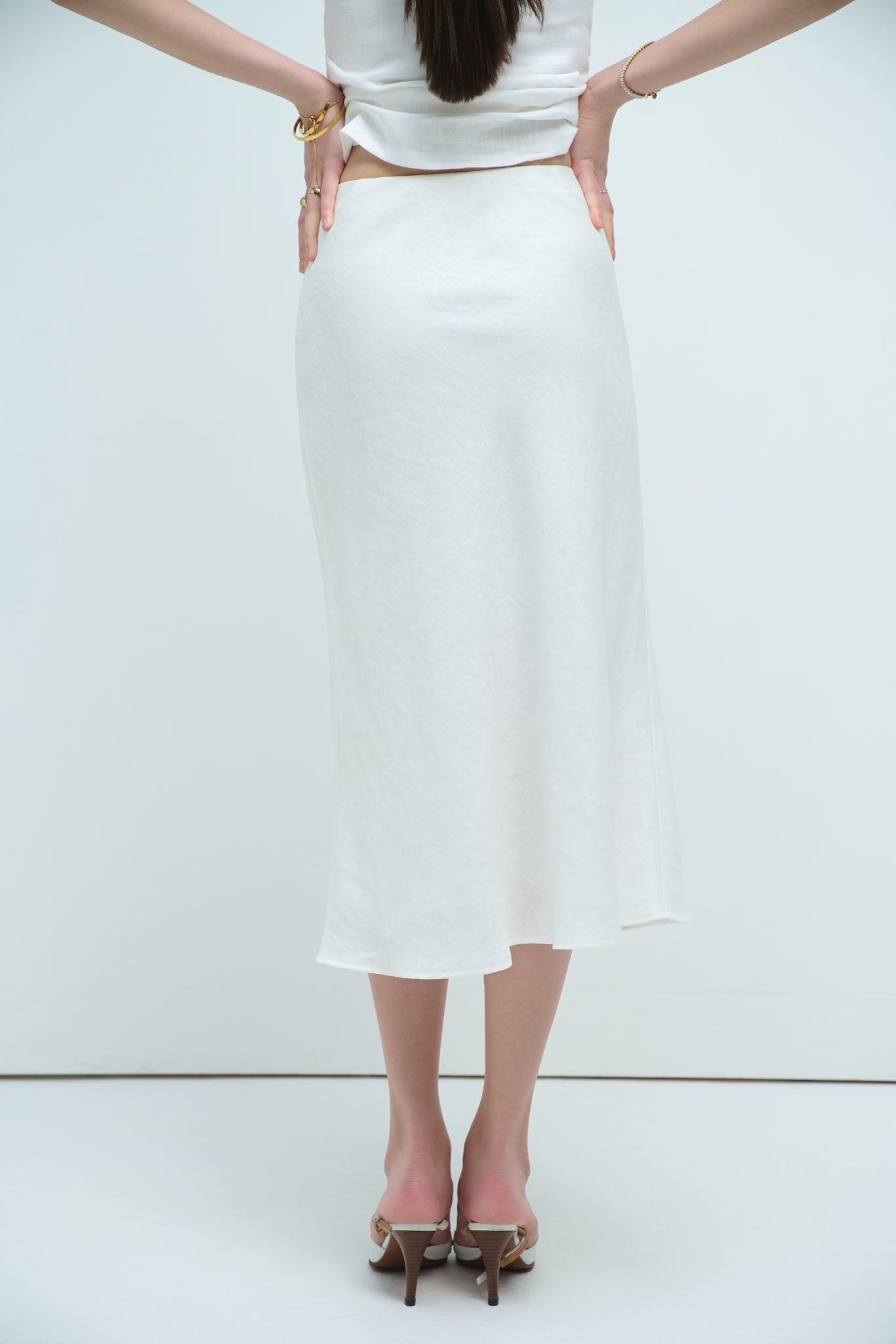MIDI LINEN SKIRT - WHITE