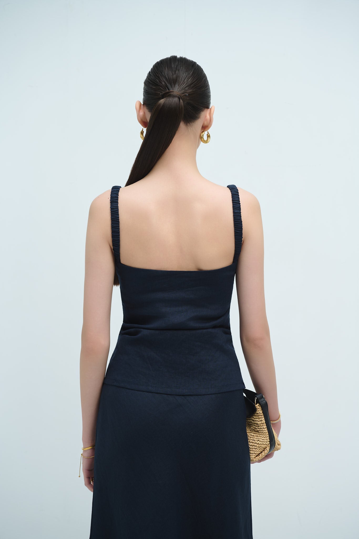 MAYA LINEN TOP - NAVY