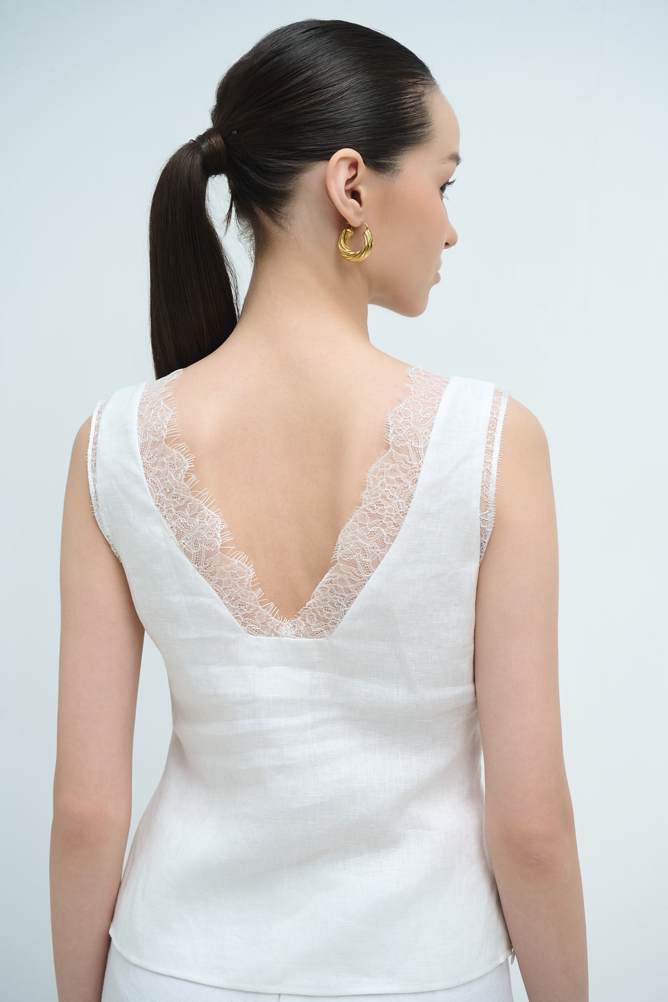 MAISIE LACE LINEN TOP - WHITE