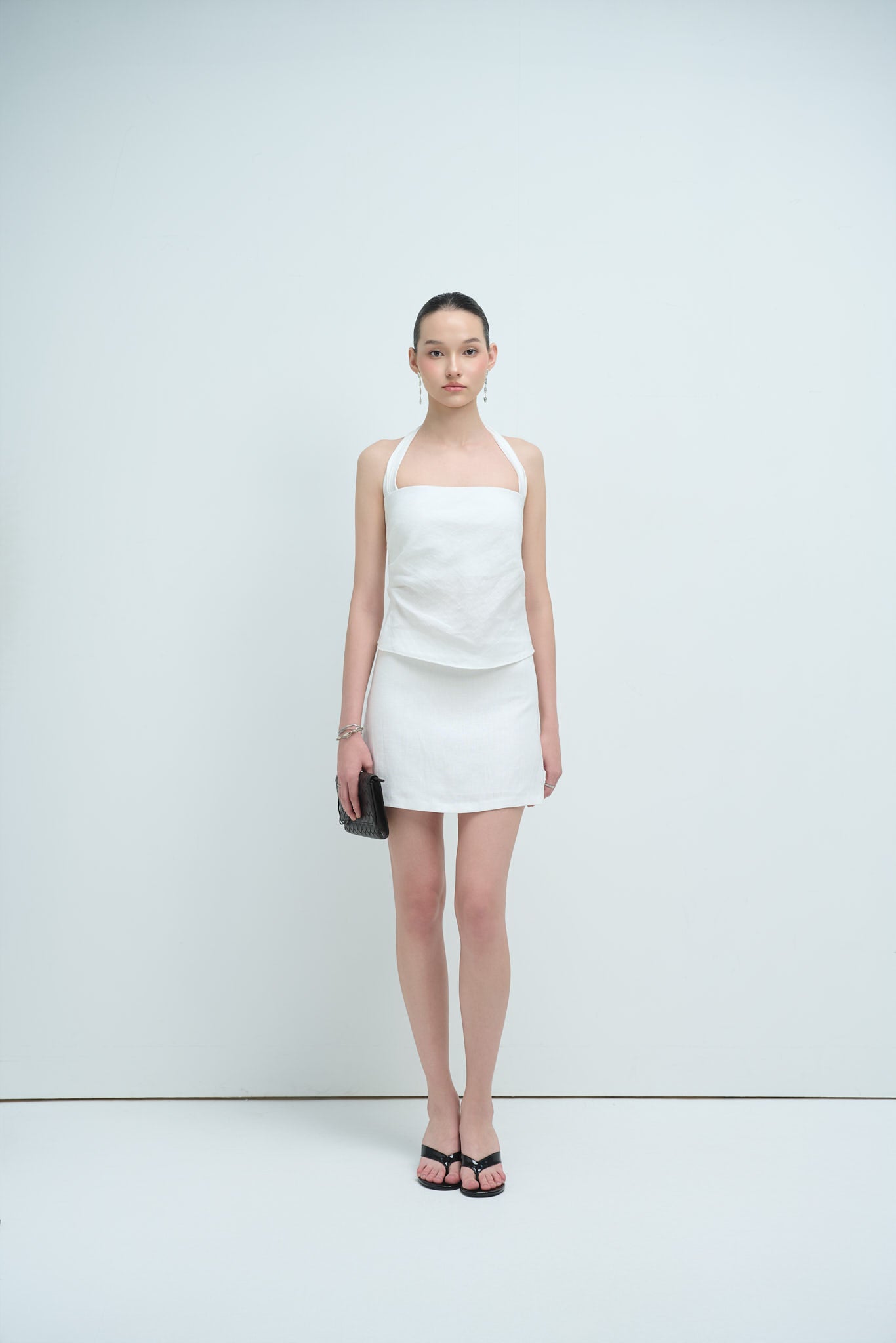 EMMA PLEATED LINEN TOP - WHITE