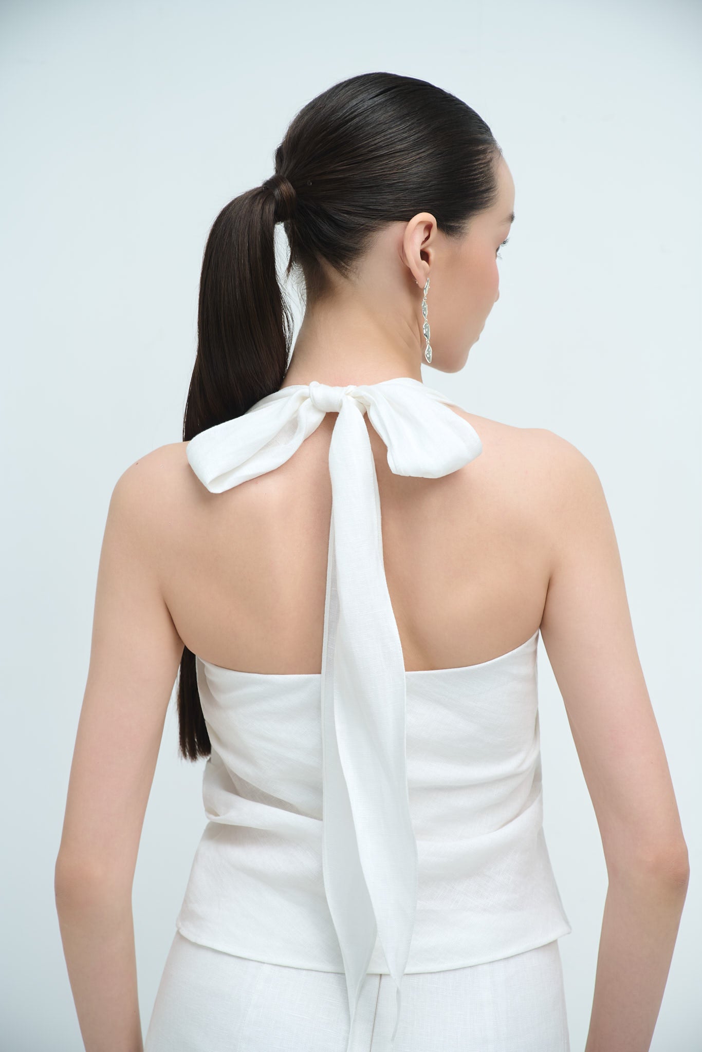 EMMA PLEATED LINEN TOP - WHITE