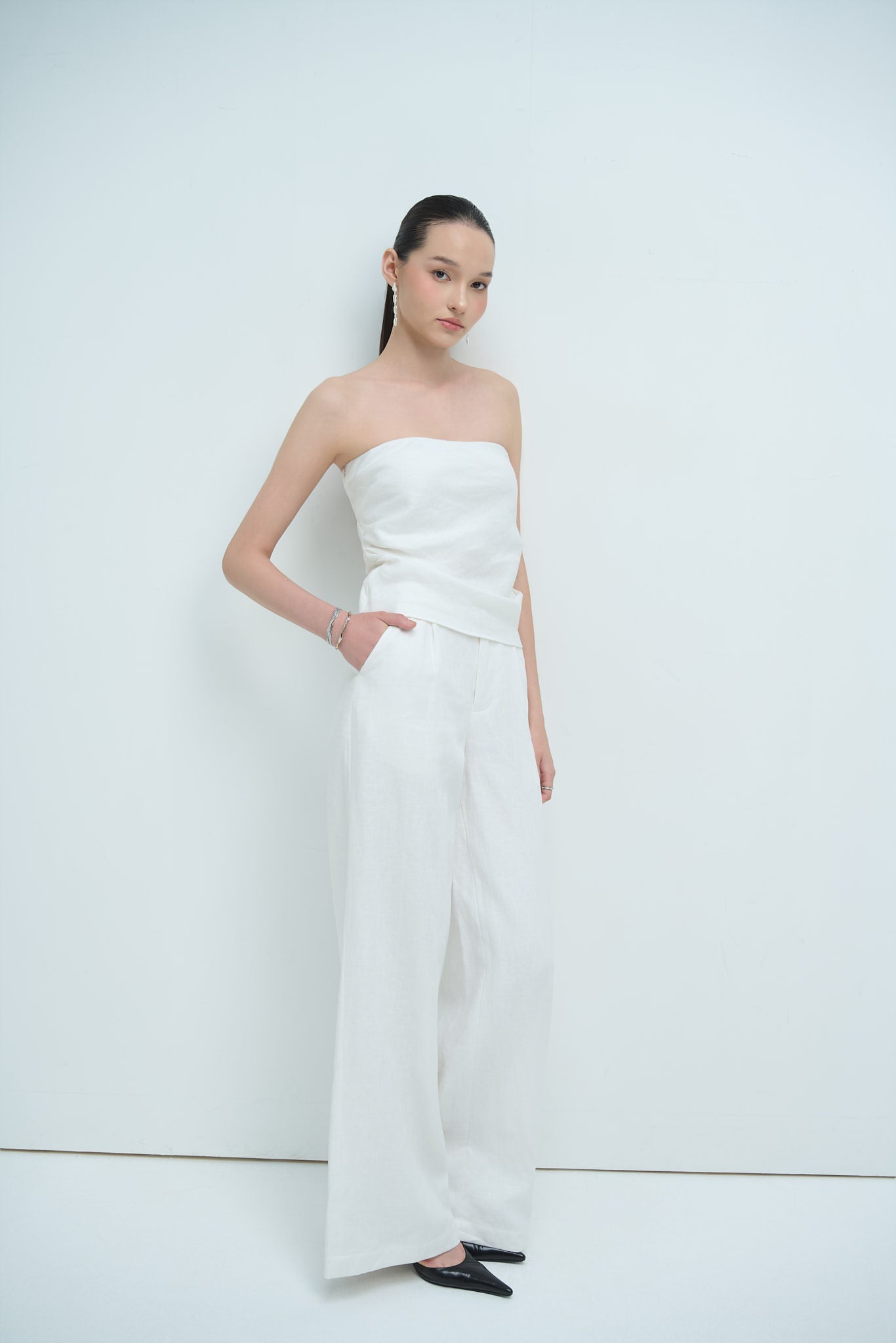 LOOSE LINEN TROUSERS - WHITE