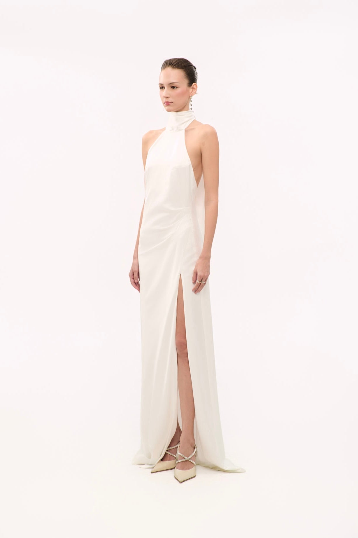 GIGI HALTERNECK SATIN GOWN - WHITE