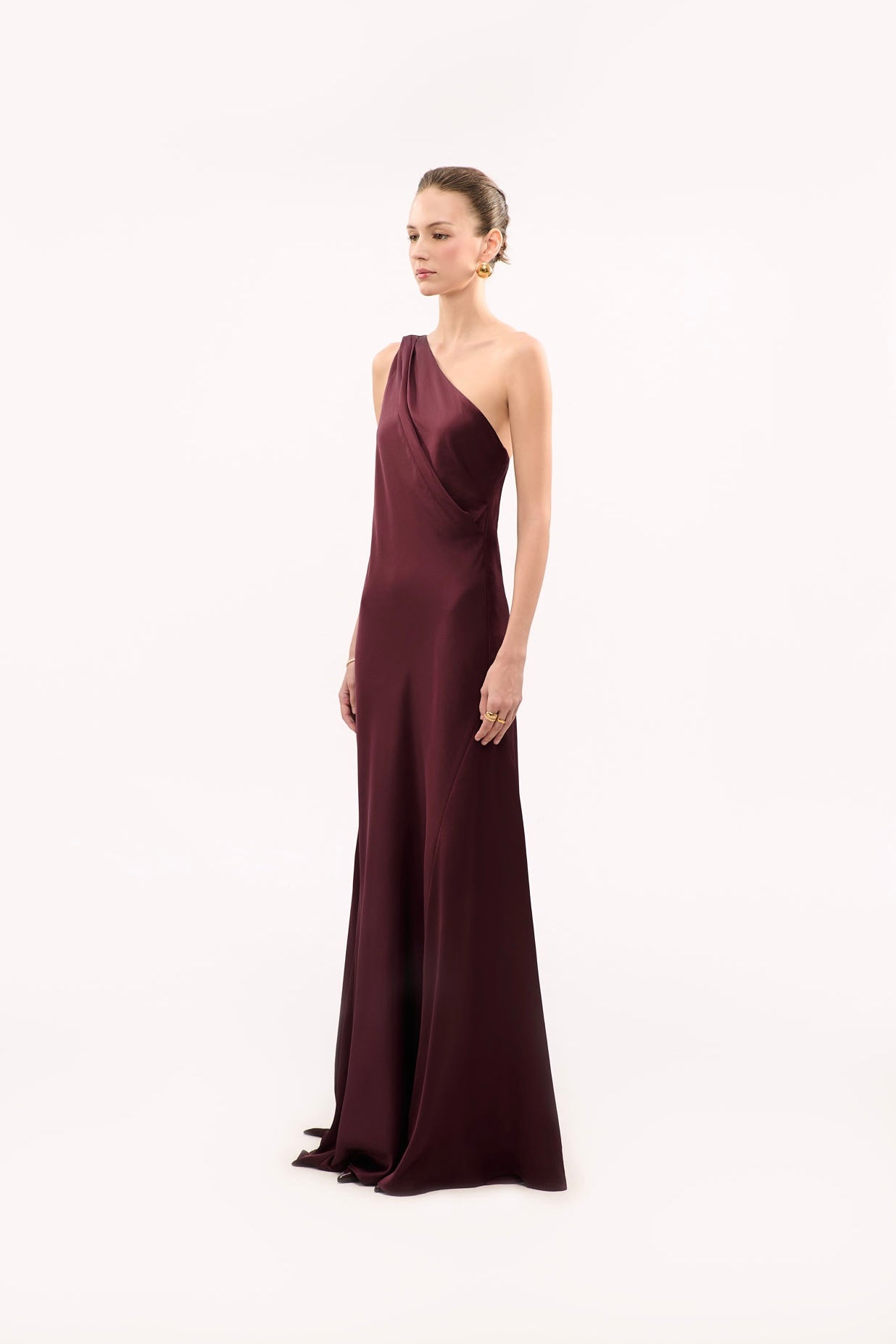 SYLVIA SATIN GOWN - BURGUNDY