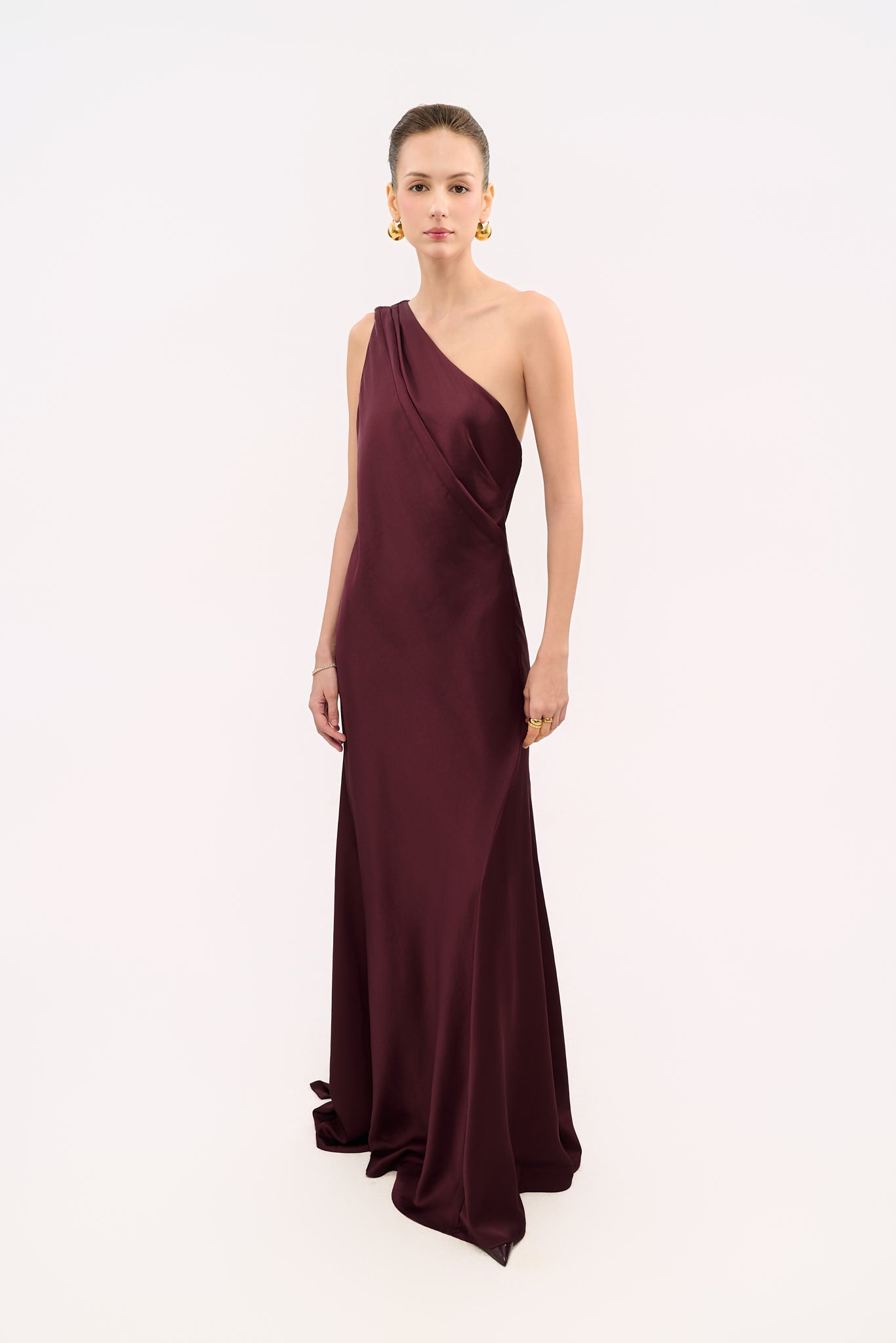 SYLVIA SATIN GOWN - BURGUNDY