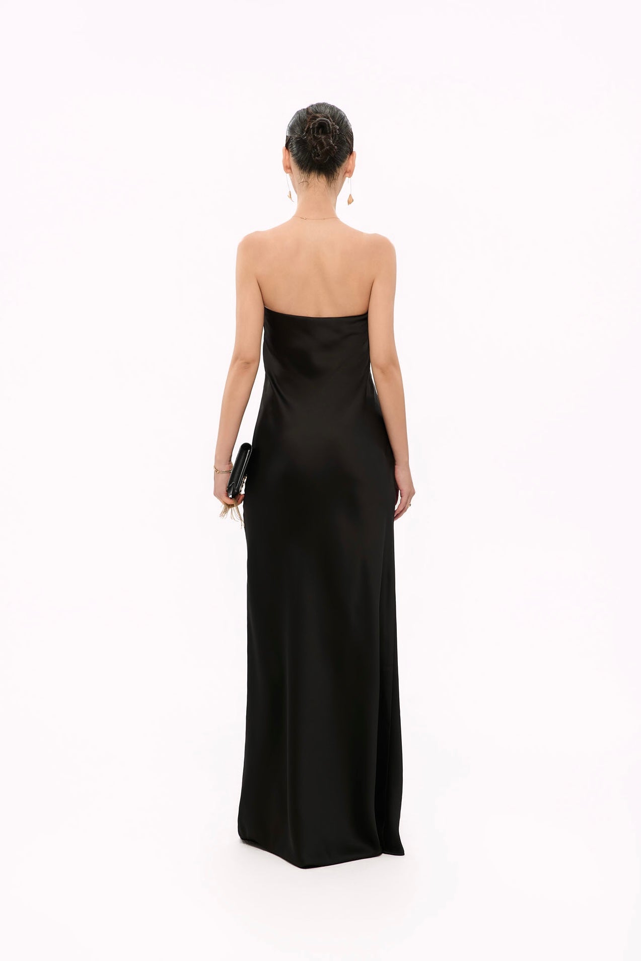 JULIE LACE STRAPLESS GOWN - BLACK