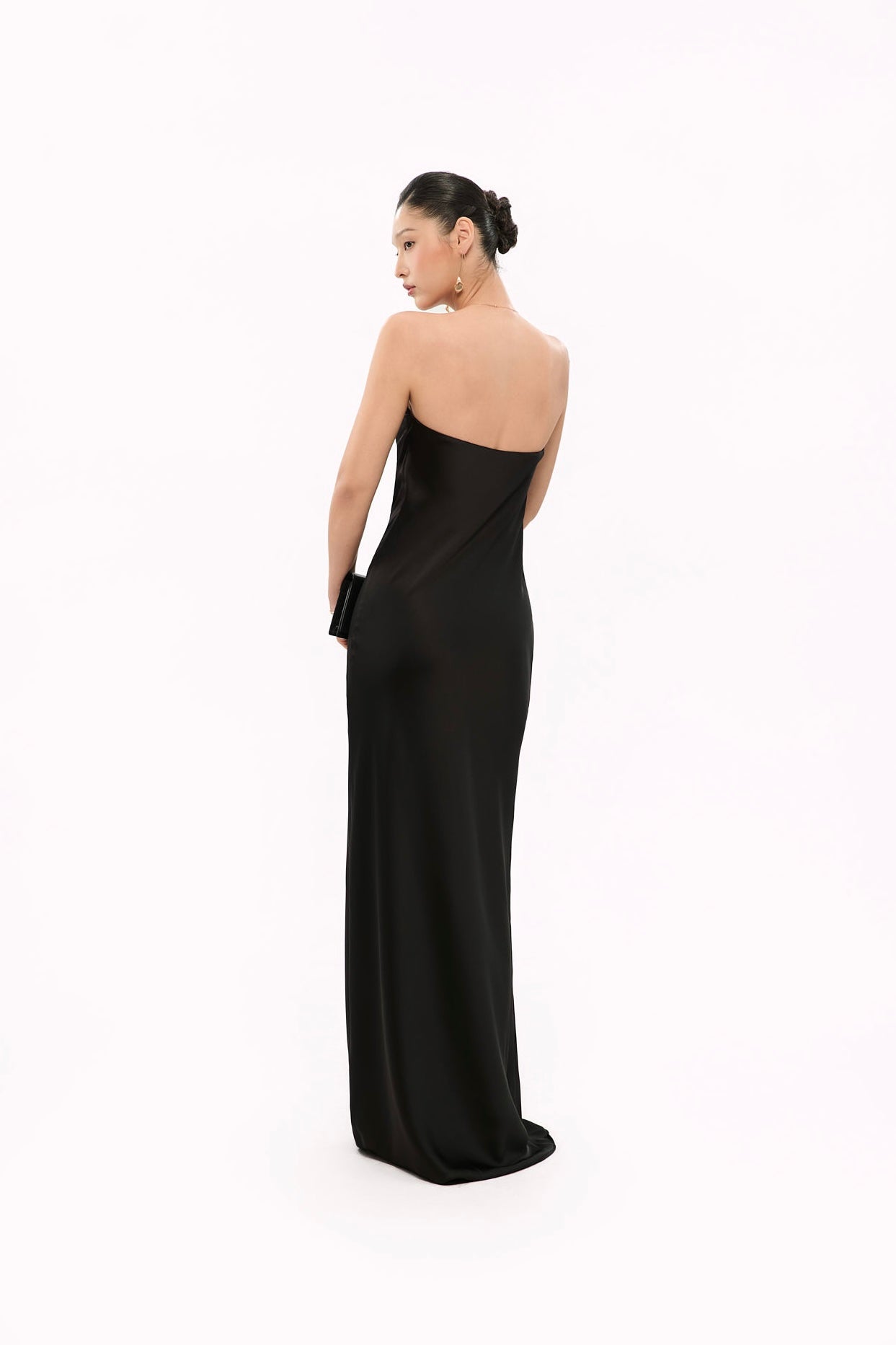 JULIE LACE STRAPLESS GOWN - BLACK