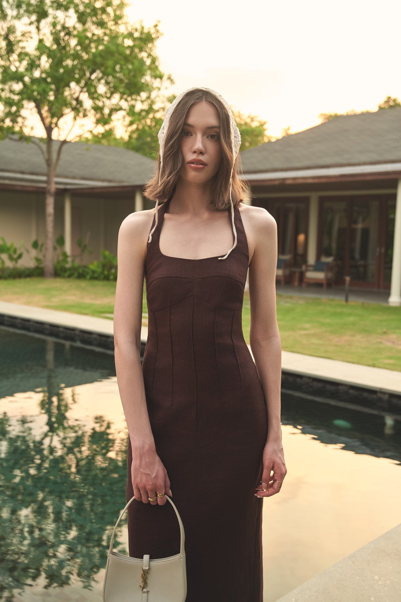 EMMA LINEN DRESS - CHOCOLATE