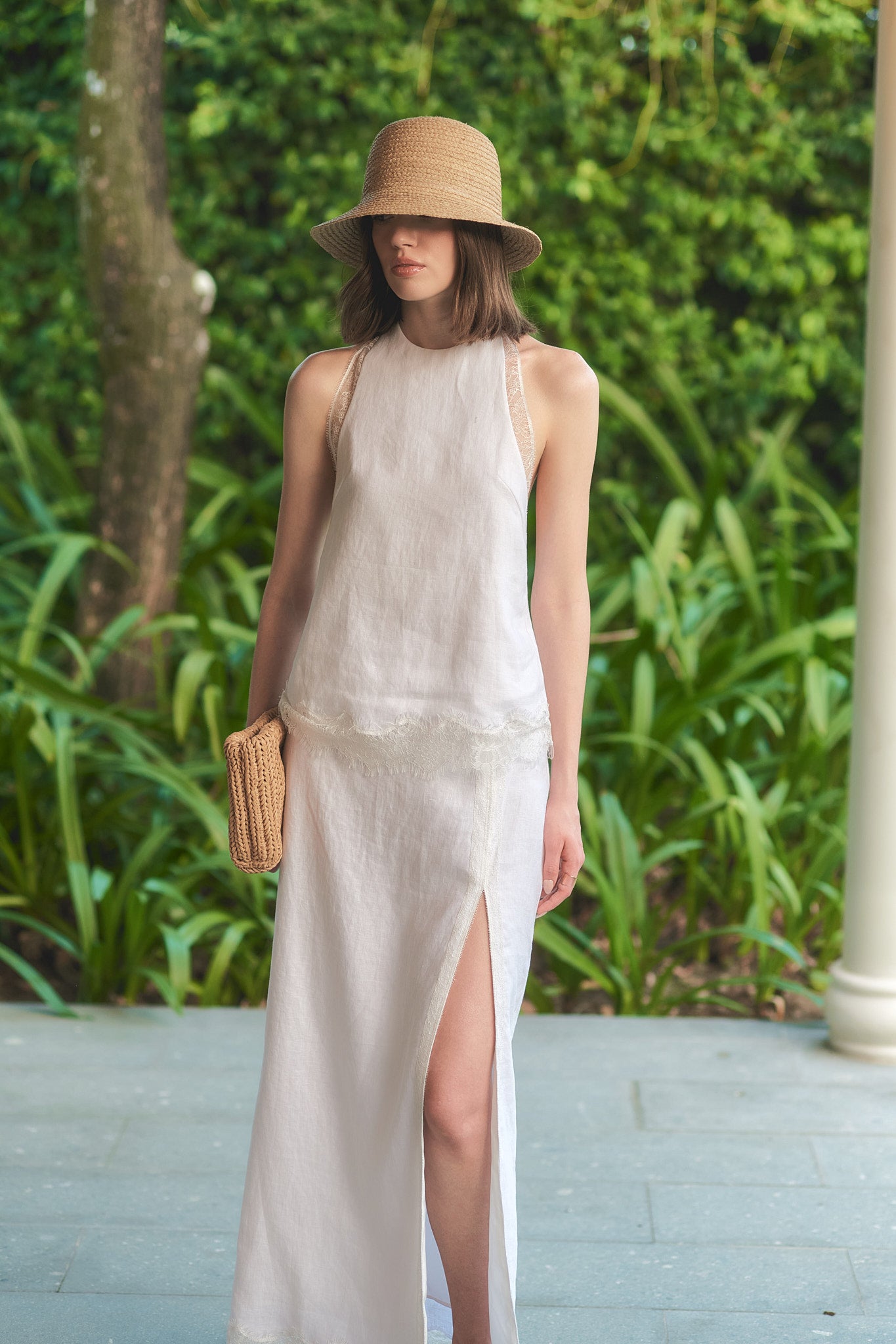 JENNY LACE LINEN TOP - WHITE