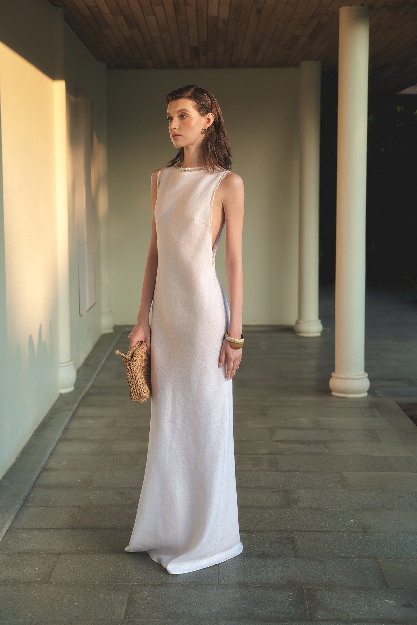 ANNE LINEN GOWN - WHITE